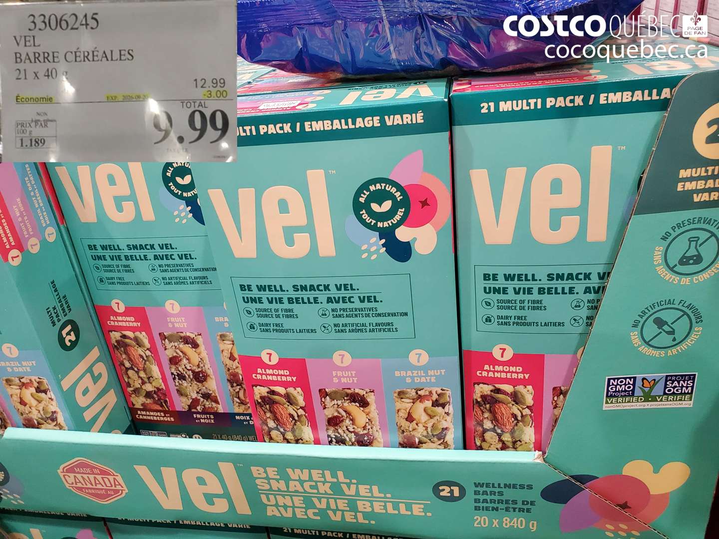 3306245 VEL BARRE CÉRÉALES ($3.00 INSTANT SAVINGS EXPIRES ON 2026-09-20) $9.99
