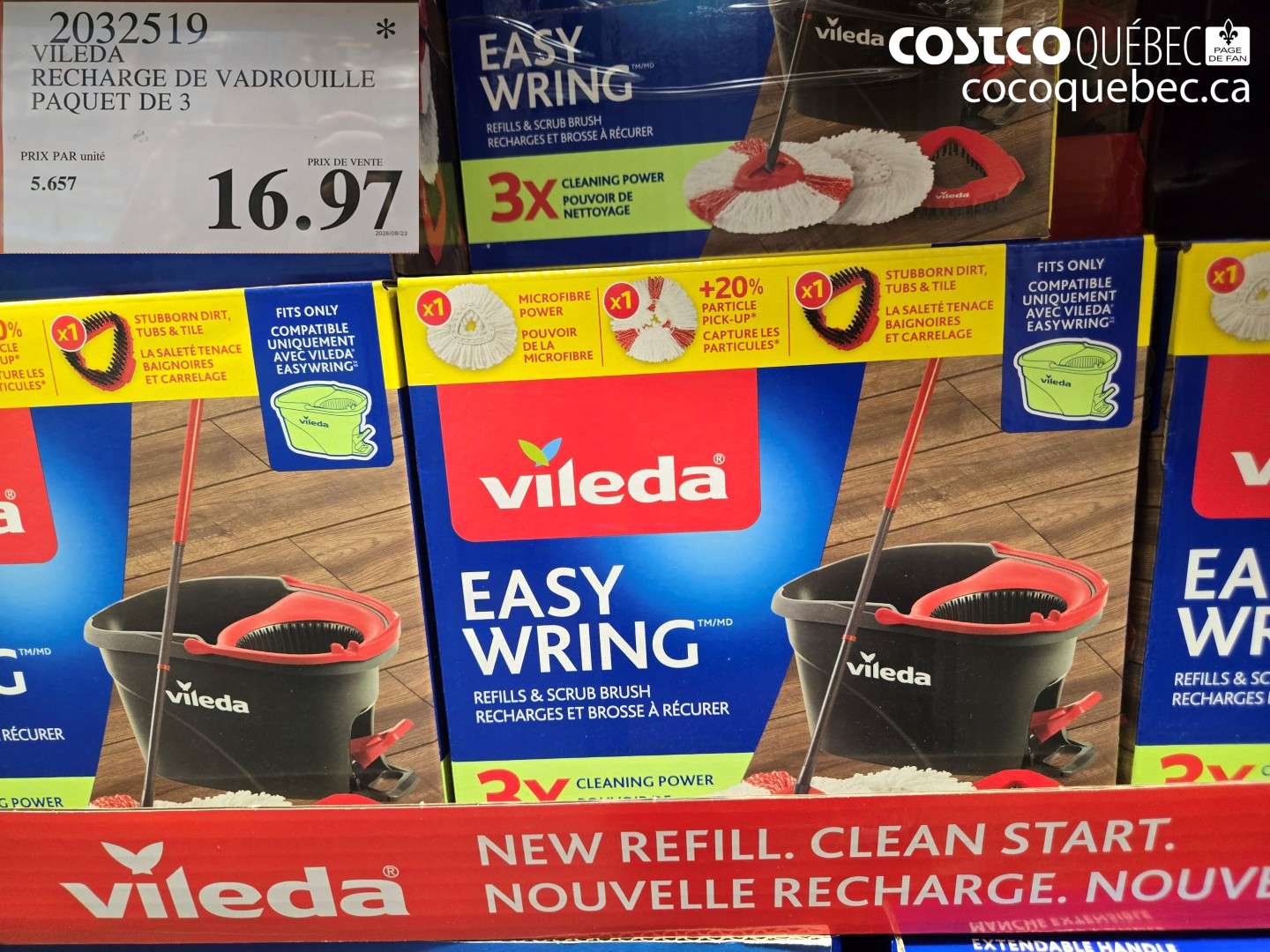 2032519 VILEDA RECHARGE DE VADROUILLE PAQUET DE 3 $16.97