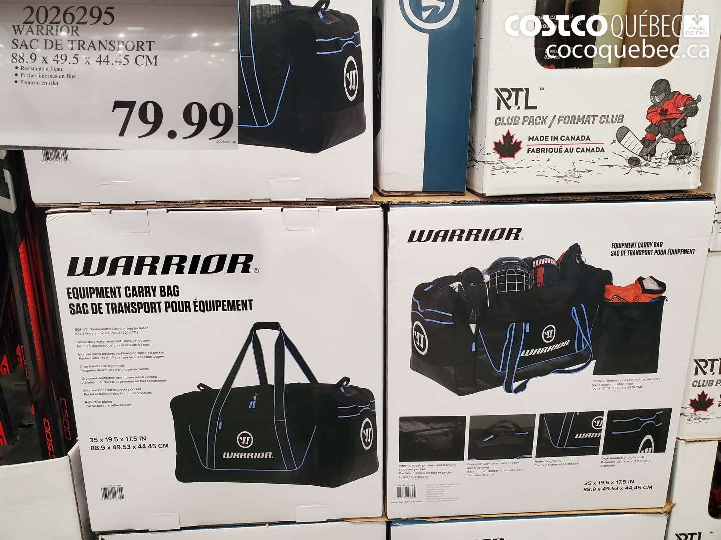 2026295 WARRIOR SAC DE TRANSPORT 88.9 X 49.5 X 44.45 CM $79.99
