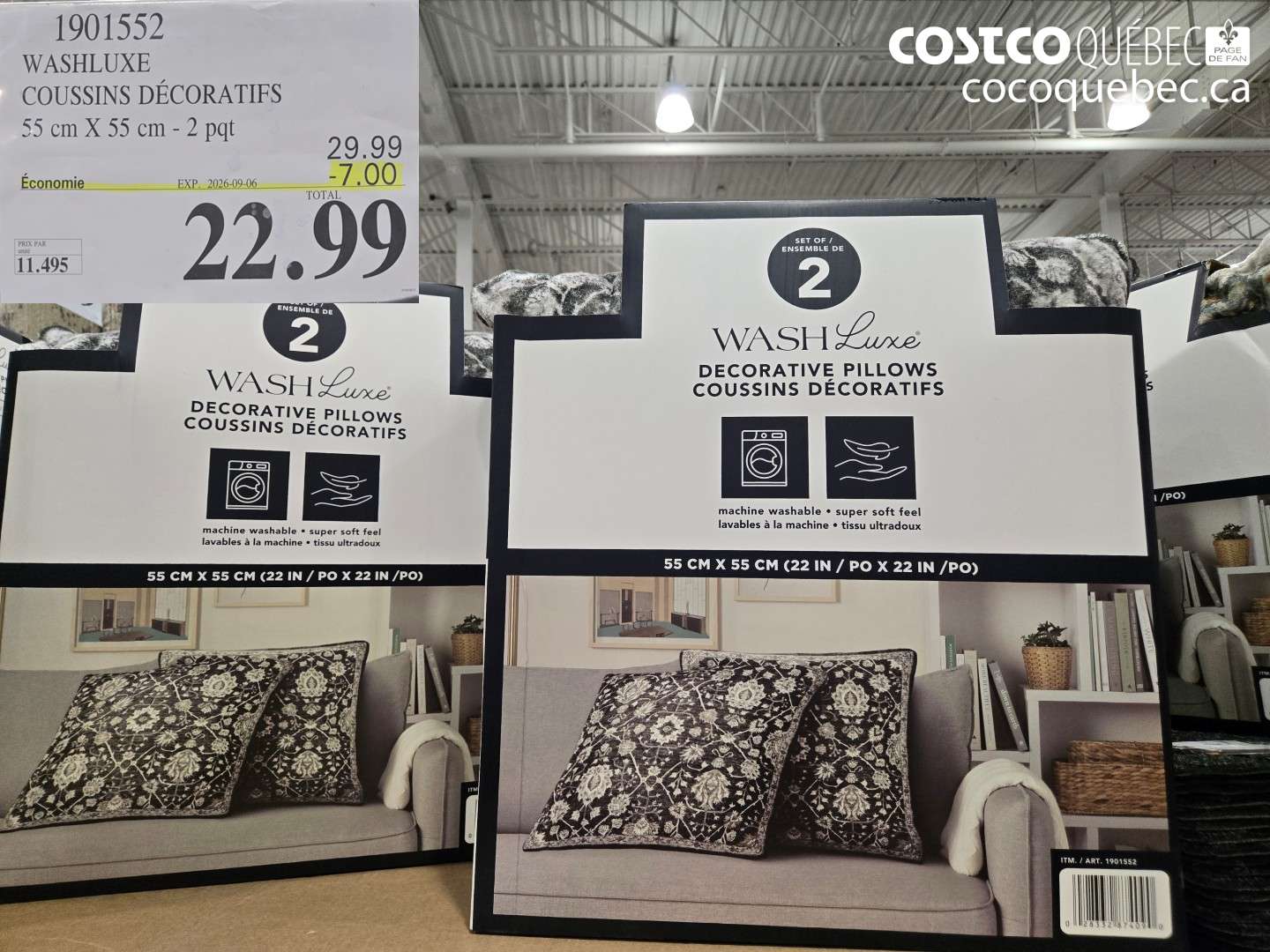 1901552 WASHLUXE COUSSINS DÉCORATIFS ($7.00 INSTANT SAVINGS EXPIRES ON 2026-09-06) $22.99