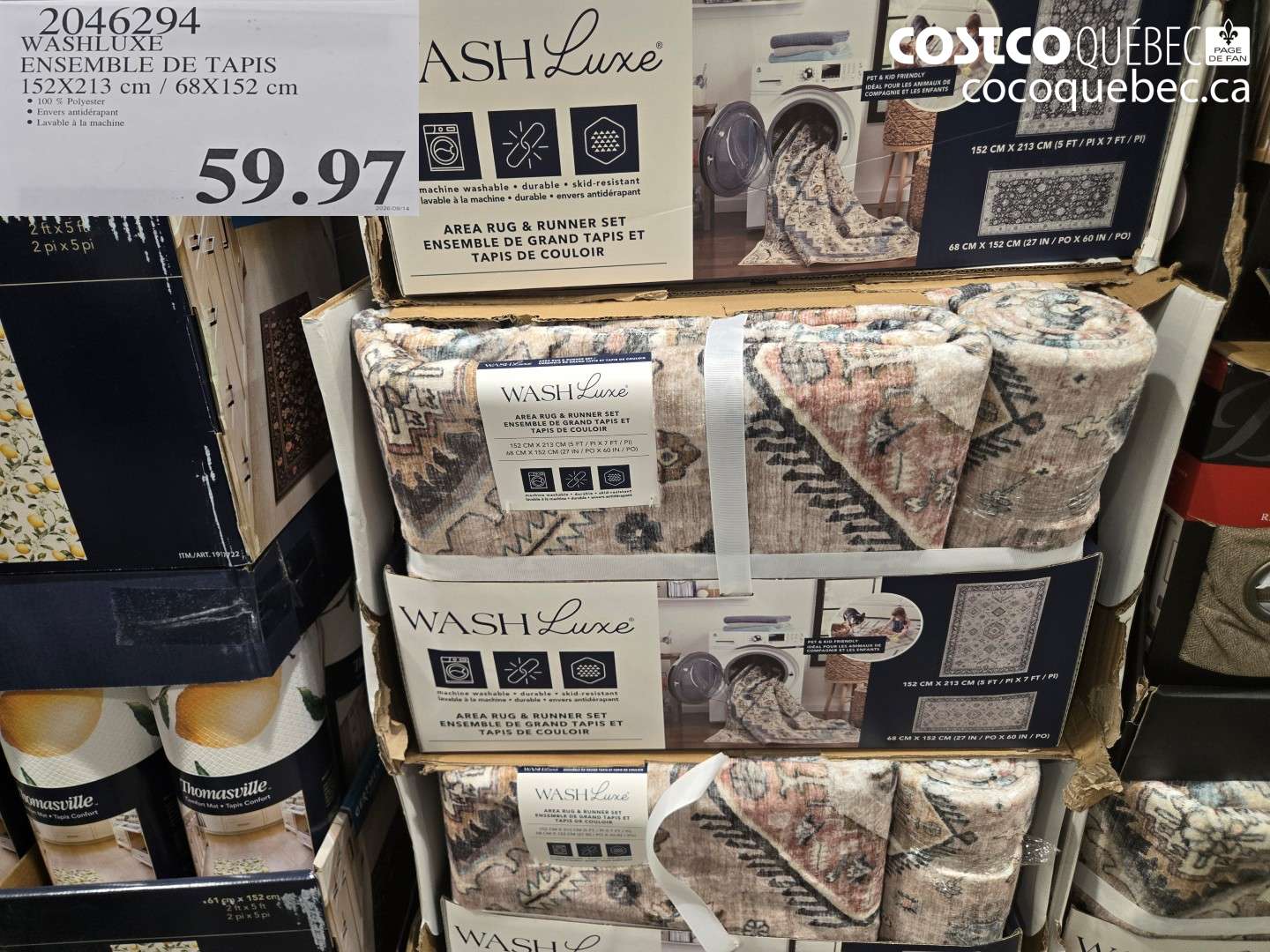 2046294 WASHLUXE ENSEMBLE DE TAPIS 152X213 CM / 68X152 CM $59.97