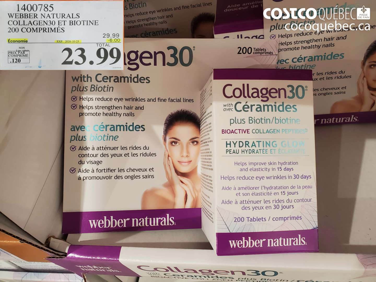 1400785 WEBBER NATURALS COLLAGEN30 ET BIOTINE 200 COMPRIMÉS ($6.00 INSTANT SAVINGS EXPIRES ON 2026-10-25) $23.99