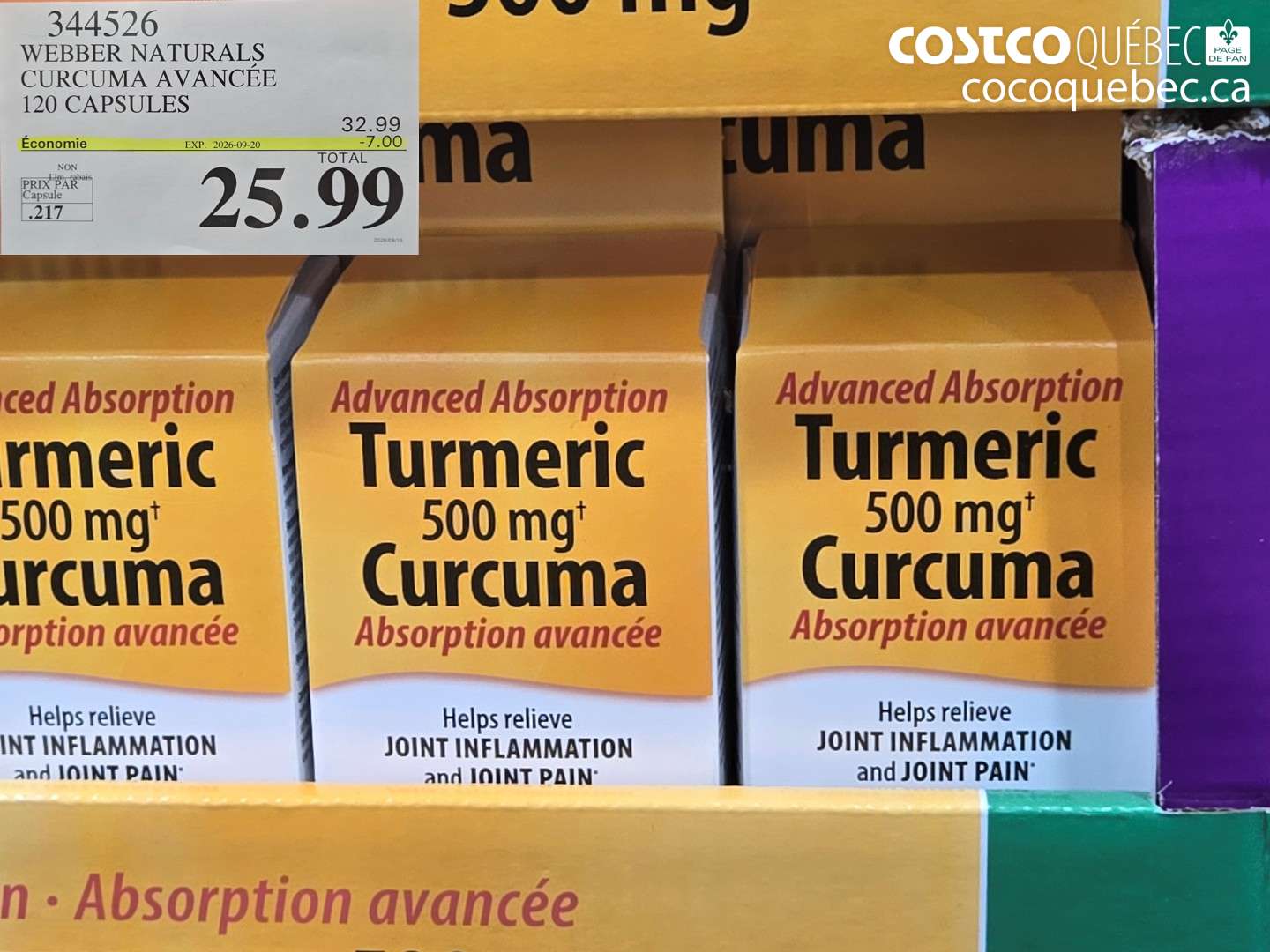 344526 WEBBER NATURALS CURCUMA AVANCÉE 120 CAPSULES ($7.00 INSTANT SAVINGS EXPIRES ON 2026-09-20) $25.99