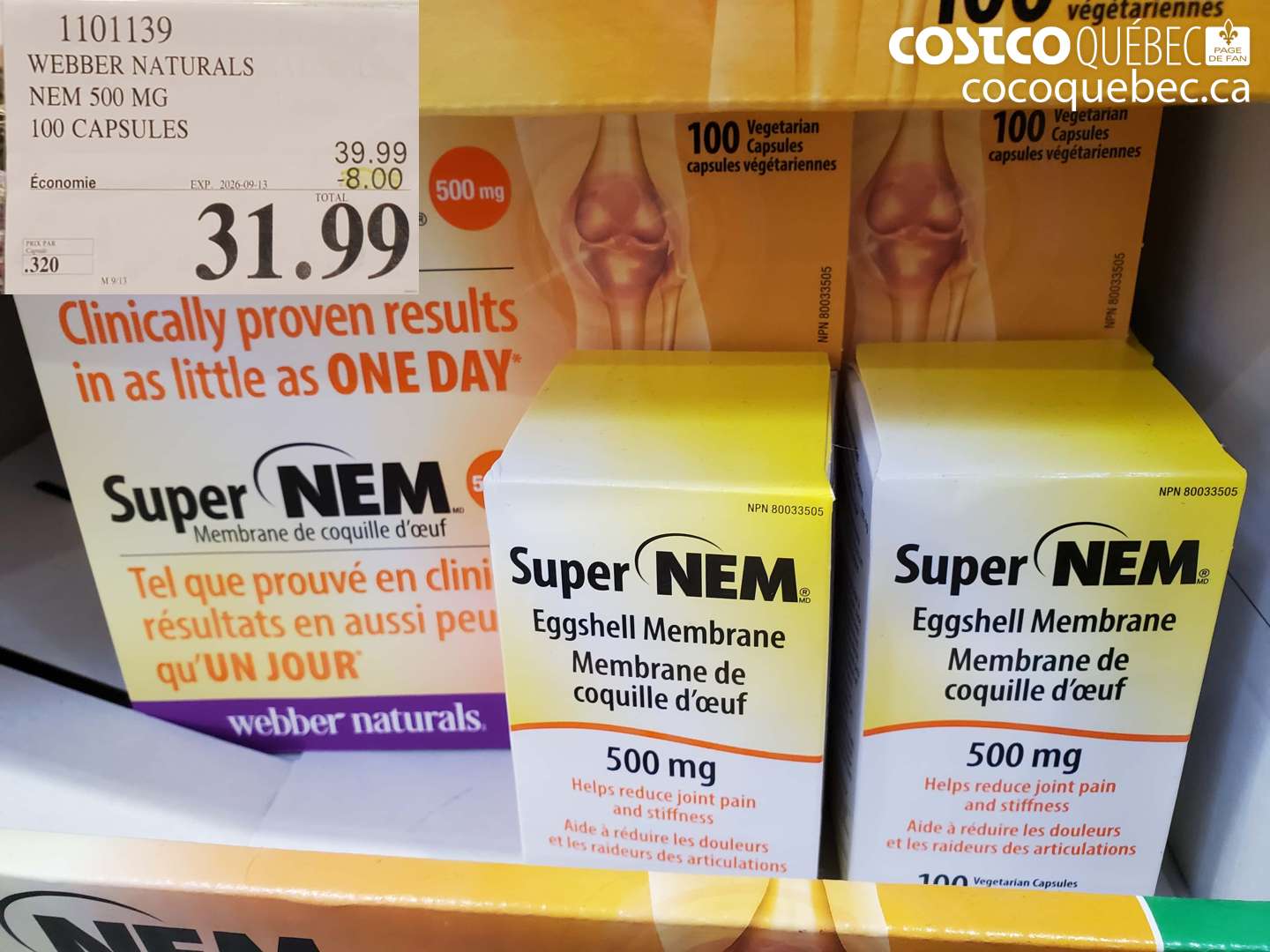 1101139 WEBBER NATURALS NEM 500 MG 100 CAPSULES ($8.00 INSTANT SAVINGS EXPIRES ON 2026-09-13) $31.99