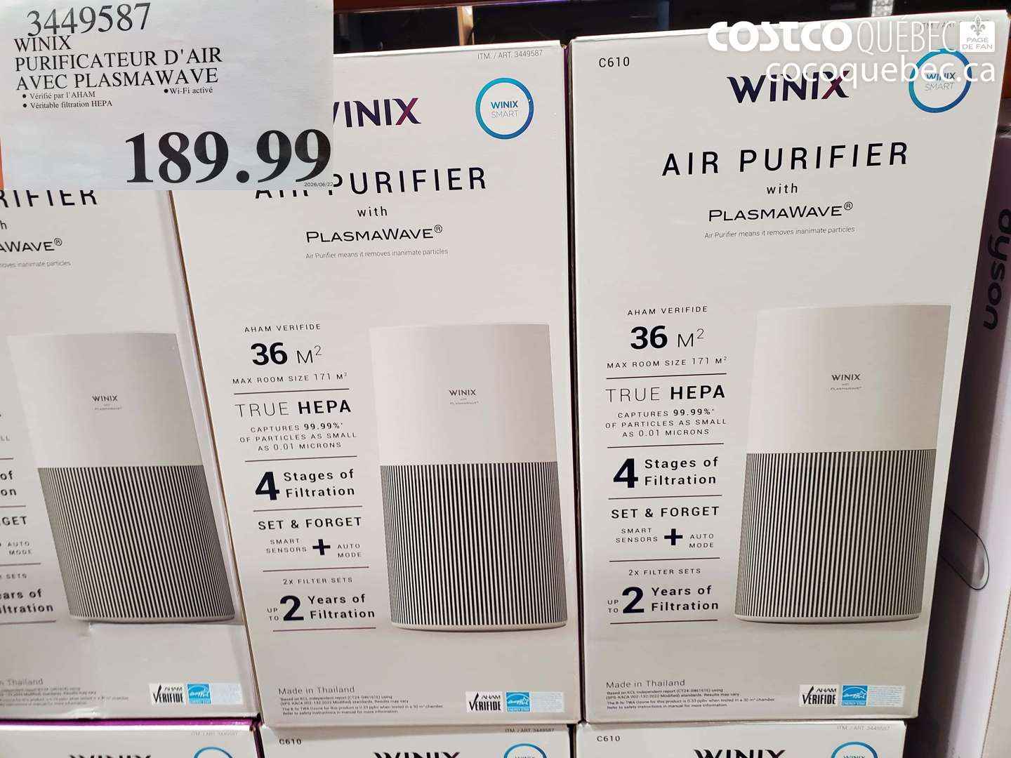 3449587 WINIX PURIFICATEUR D'AIR AVEC PLASMAWAVE $189.99