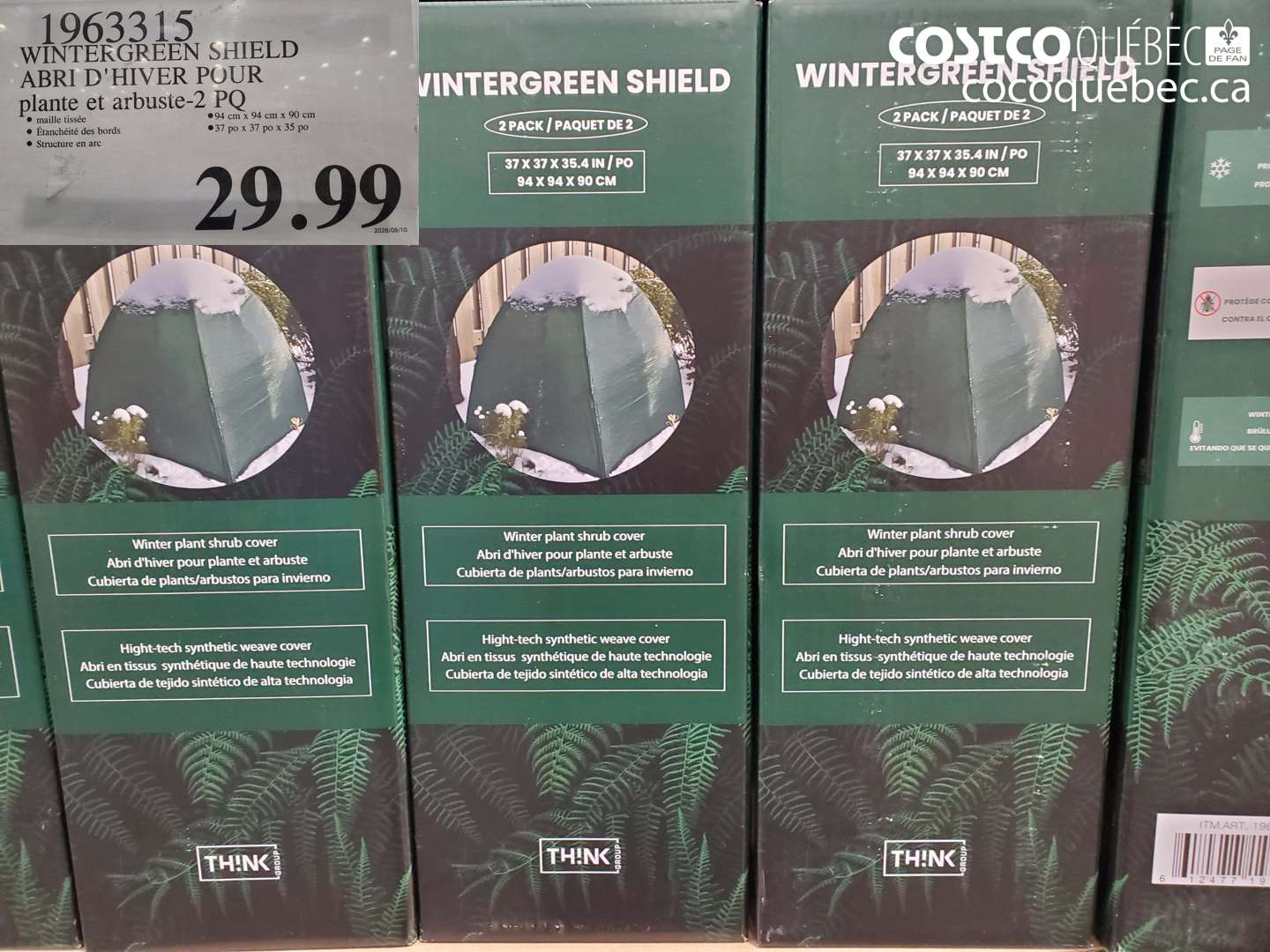 1963315 WINTERGREEN SHIELD ABRI D'HIVER POUR PLANTE ET ARBUSTE-2 PQ $29.99