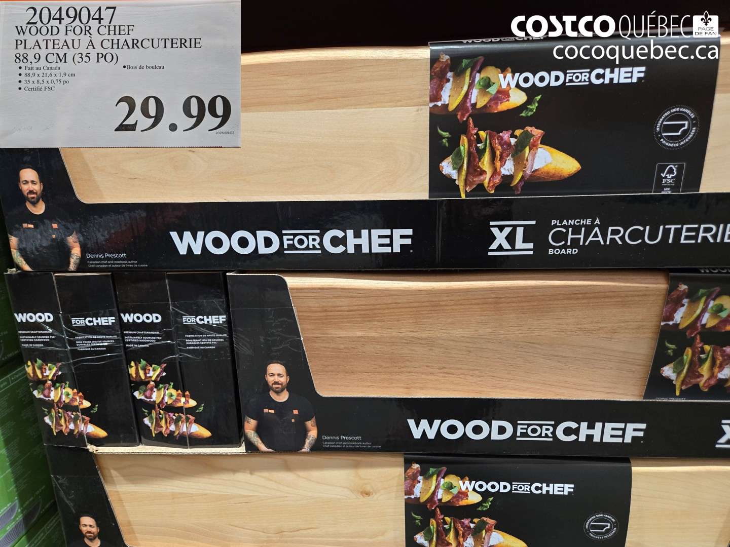 2049047 WOOD FOR CHEF PLATEAU À CHARCUTERIE 88.9 CM (35 PO) $29.99