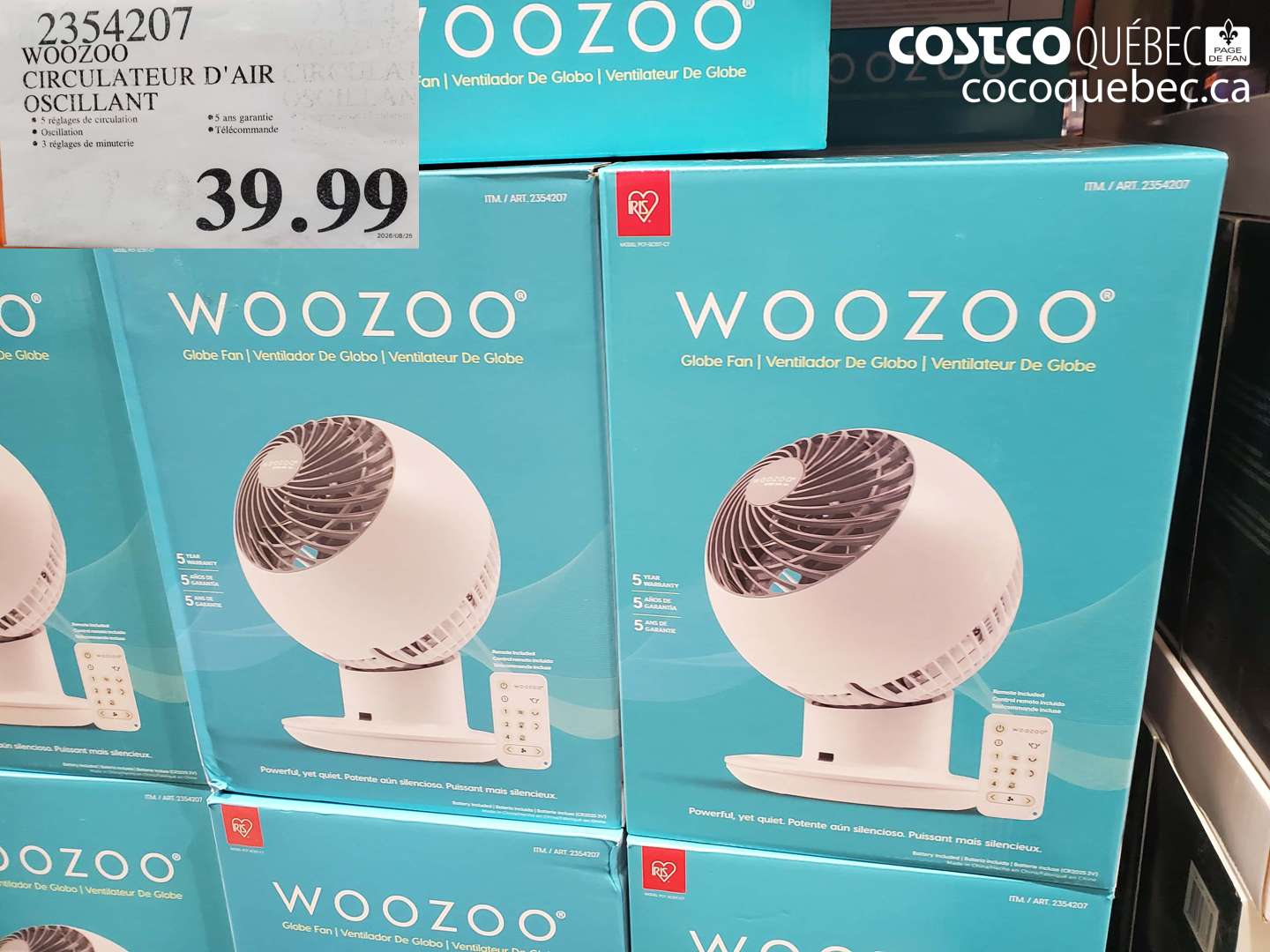 2354207 WOOZOO CIRCULATEUR D'AIR OSCILLANT $39.99