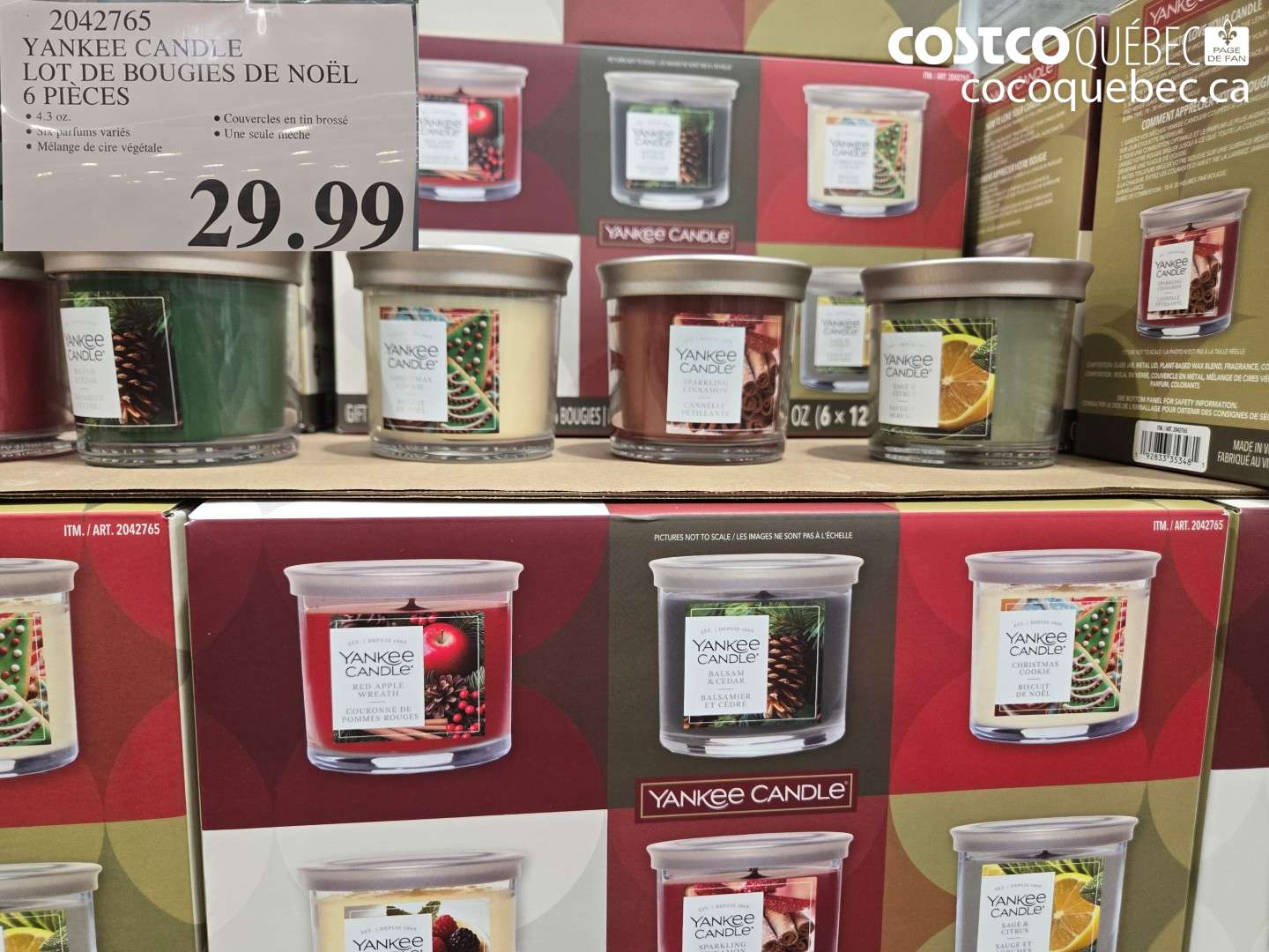 2042765 YANKEE CANDLE LOT DE BOUGIES DE NOËL 6 PIÈCES $29.99