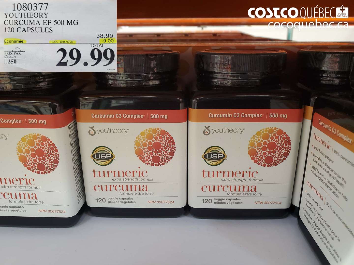1080377 YOUTHEORY CURCUMA EF 500 MG 120 CAPSULES ($9.00 INSTANT SAVINGS EXPIRES ON 2026-09-27) $29.99