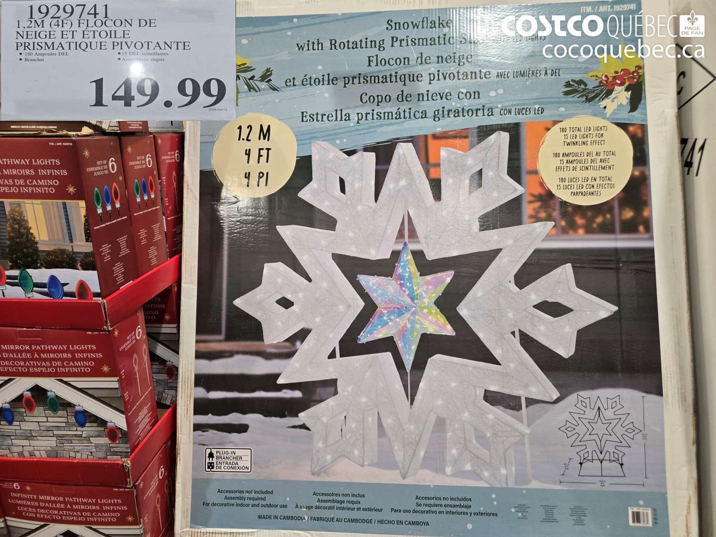 1929741 1.2M (4F) FLOCON DE NEIGE ET ÉTOILE PRISMATIQUE PIVOTANTE $149.99