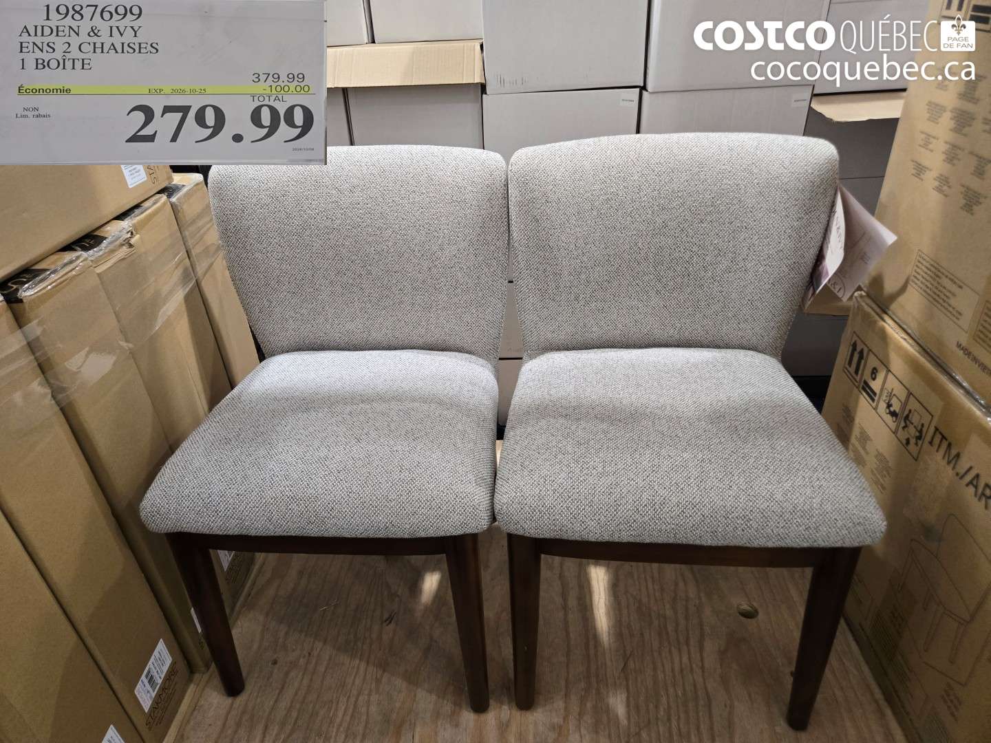 1987699 AIDEN & IVY ENS 2 CHAISES 1 BOÎTE ($100.00 INSTANT SAVINGS EXPIRES ON 2026-10-25) $279.99
