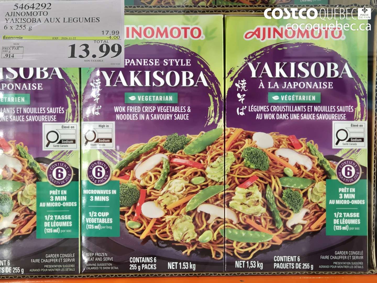 5464292 AJINOMOTO YAKISOBA AUX LEGUMES ($4.00 INSTANT SAVINGS EXPIRES ON 2026-11-22) $13.99