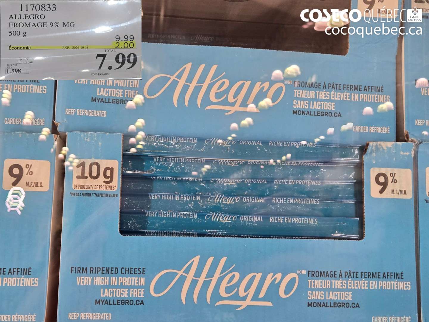1170833 ALLEGRO FROMAGE 9% MG 500 G ($2.00 INSTANT SAVINGS EXPIRES ON 2026-10-18) $7.99