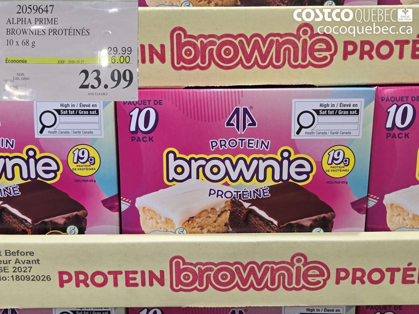 2059647 ALPHA PRIME BROWNIES PROTÉINÉS ($6.00 INSTANT SAVINGS EXPIRES ON 2026-10-27) $23.99