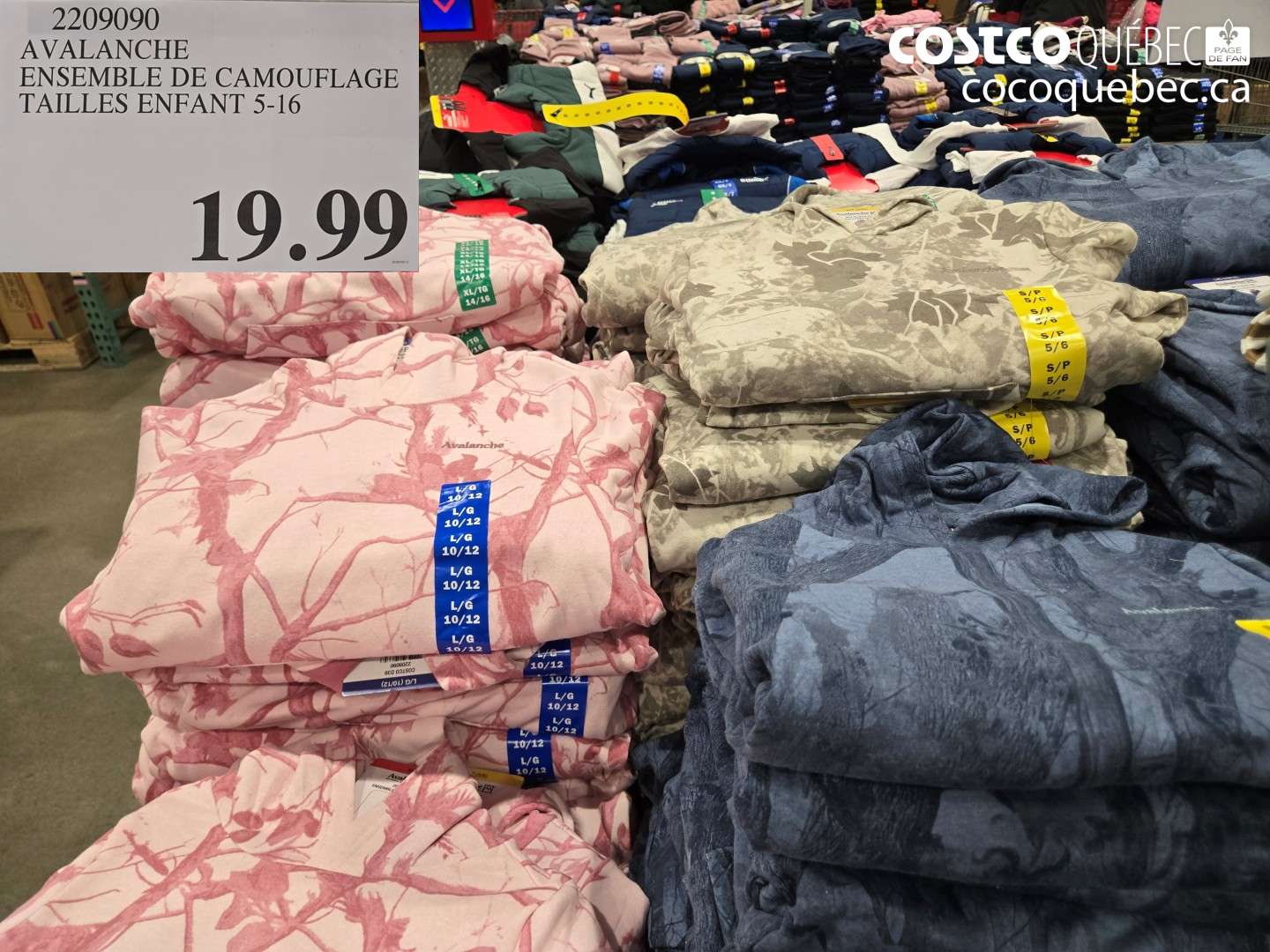2209090 AVALANCHE ENSEMBLE DE CAMOUFLAGE TAILLES ENFANT 5-16 $19.99