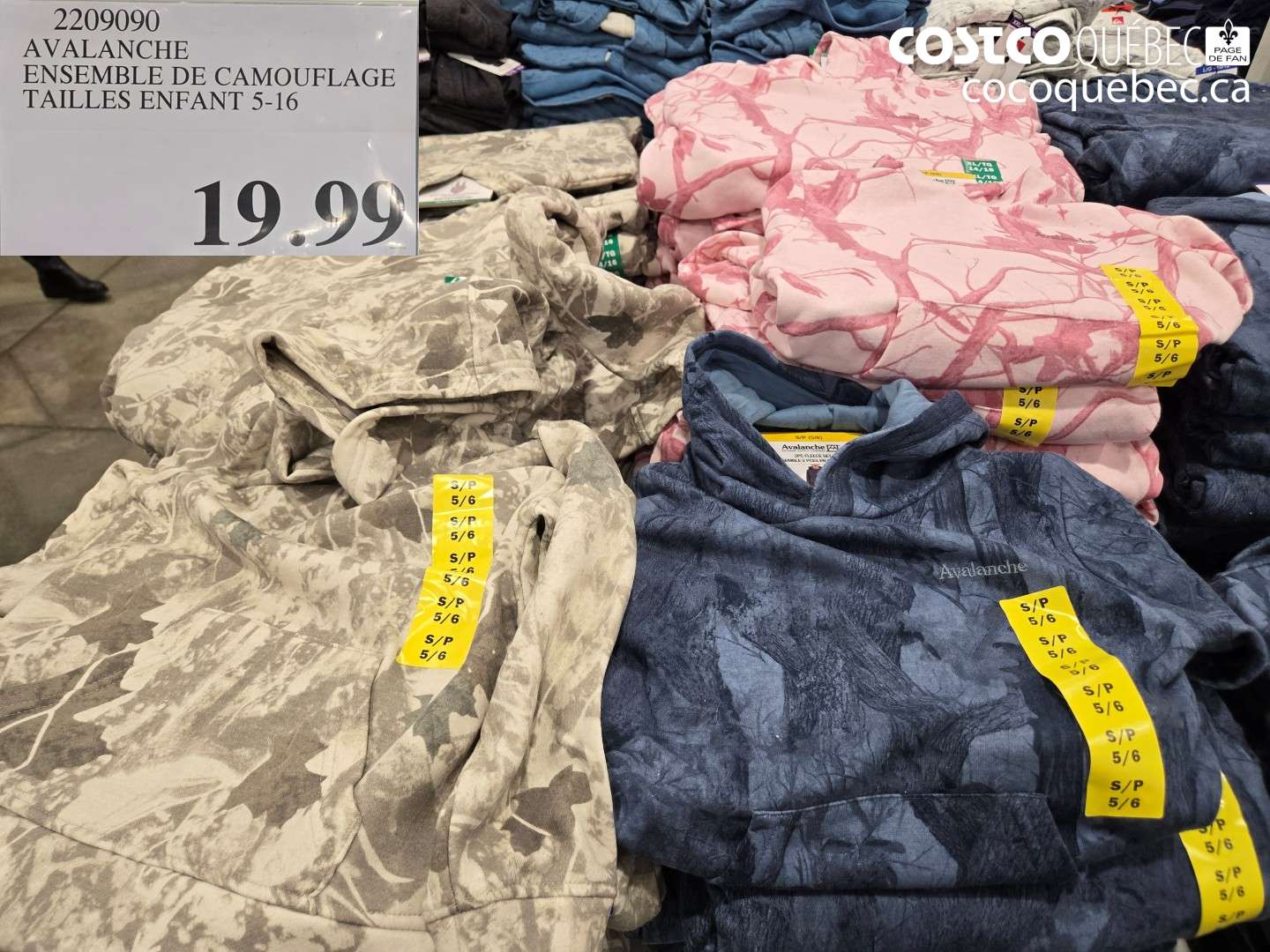 2209090 AVALANCHE ENSEMBLE DE CAMOUFLAGE TAILLES ENFANT 5-16 $19.99
