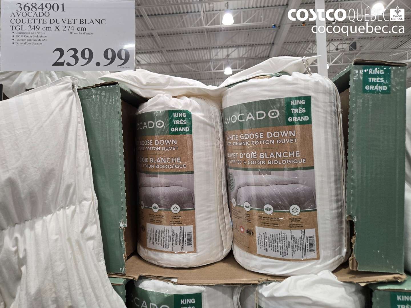 3684901 AVOCADO COUETTE DUVET BLANC TGL 249 CM X 274 CM $239.99