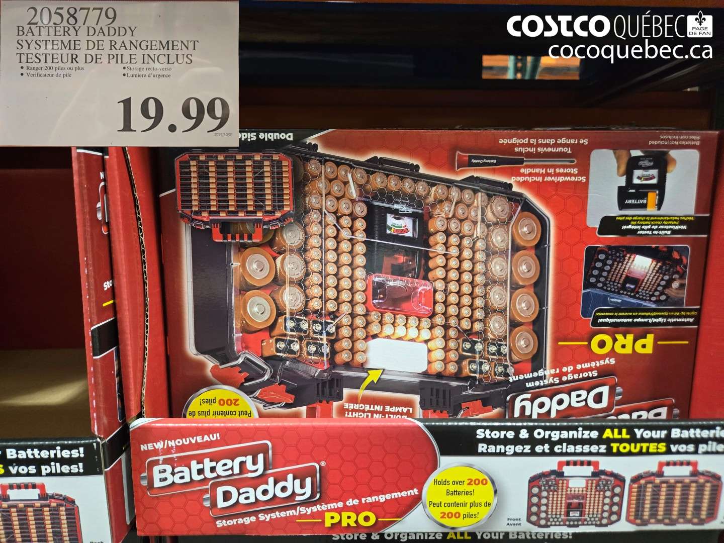2058779 BATTERY DADDY SYSTEME DE RANGEMENT TESTEUR DE PILE INCLUS $19.99
