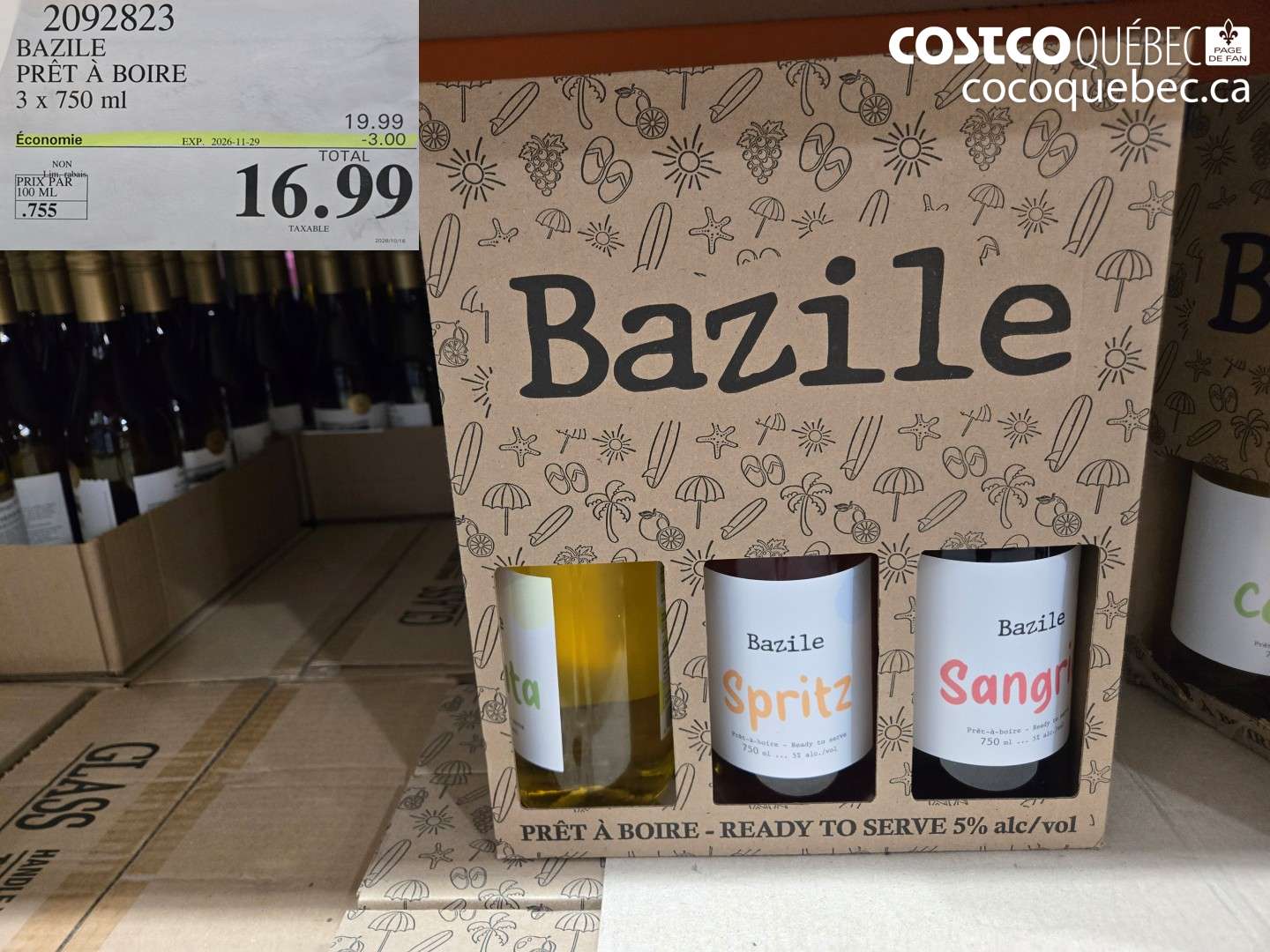 2092823 BAZILE PRÊT À BOIRE ($3.00 INSTANT SAVINGS EXPIRES ON 2026-11-29) $16.99