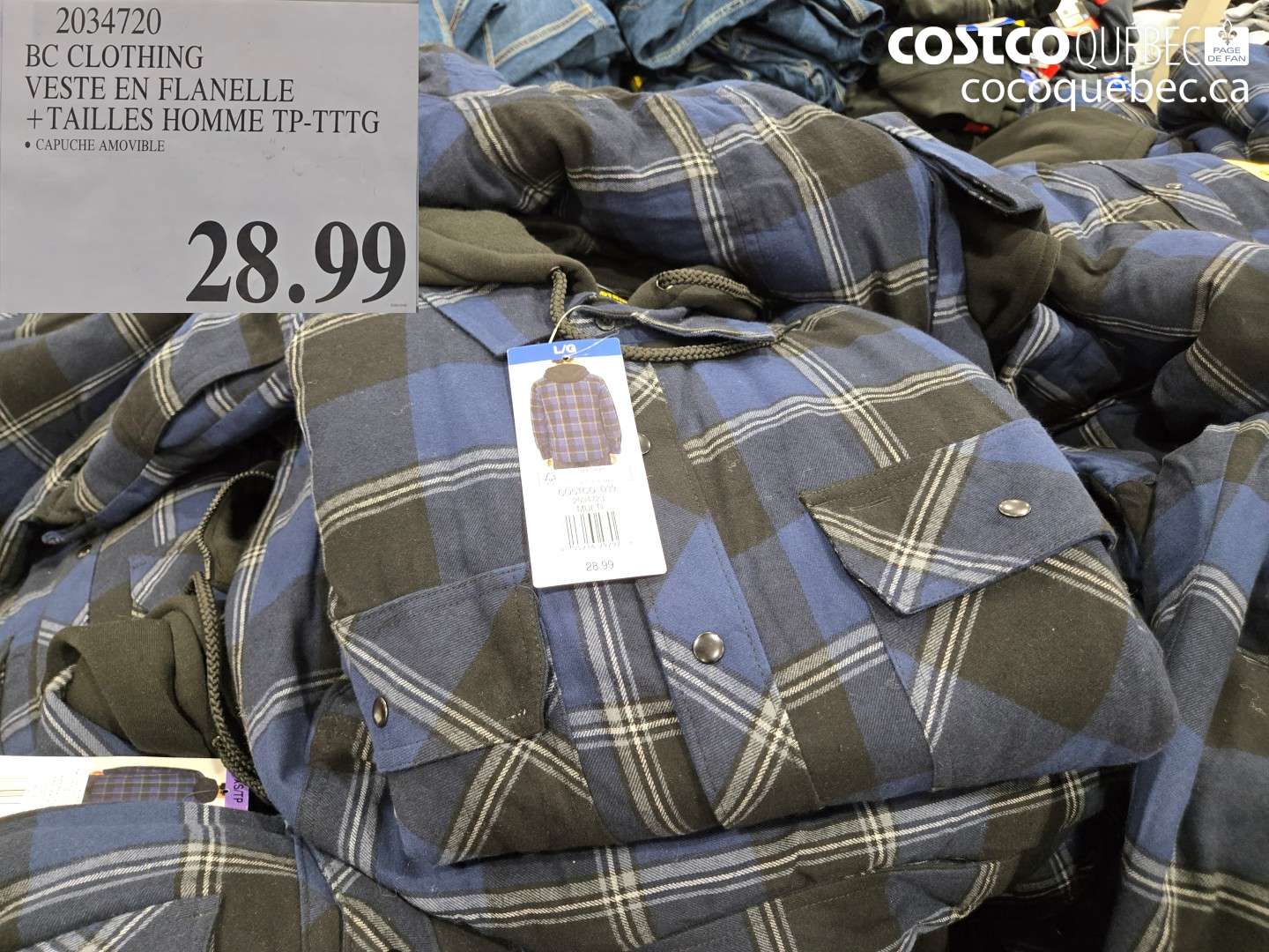 2034720 BC CLOTHING VESTE EN FLANELLE + TAILLES HOMME TP-TTTG $28.99