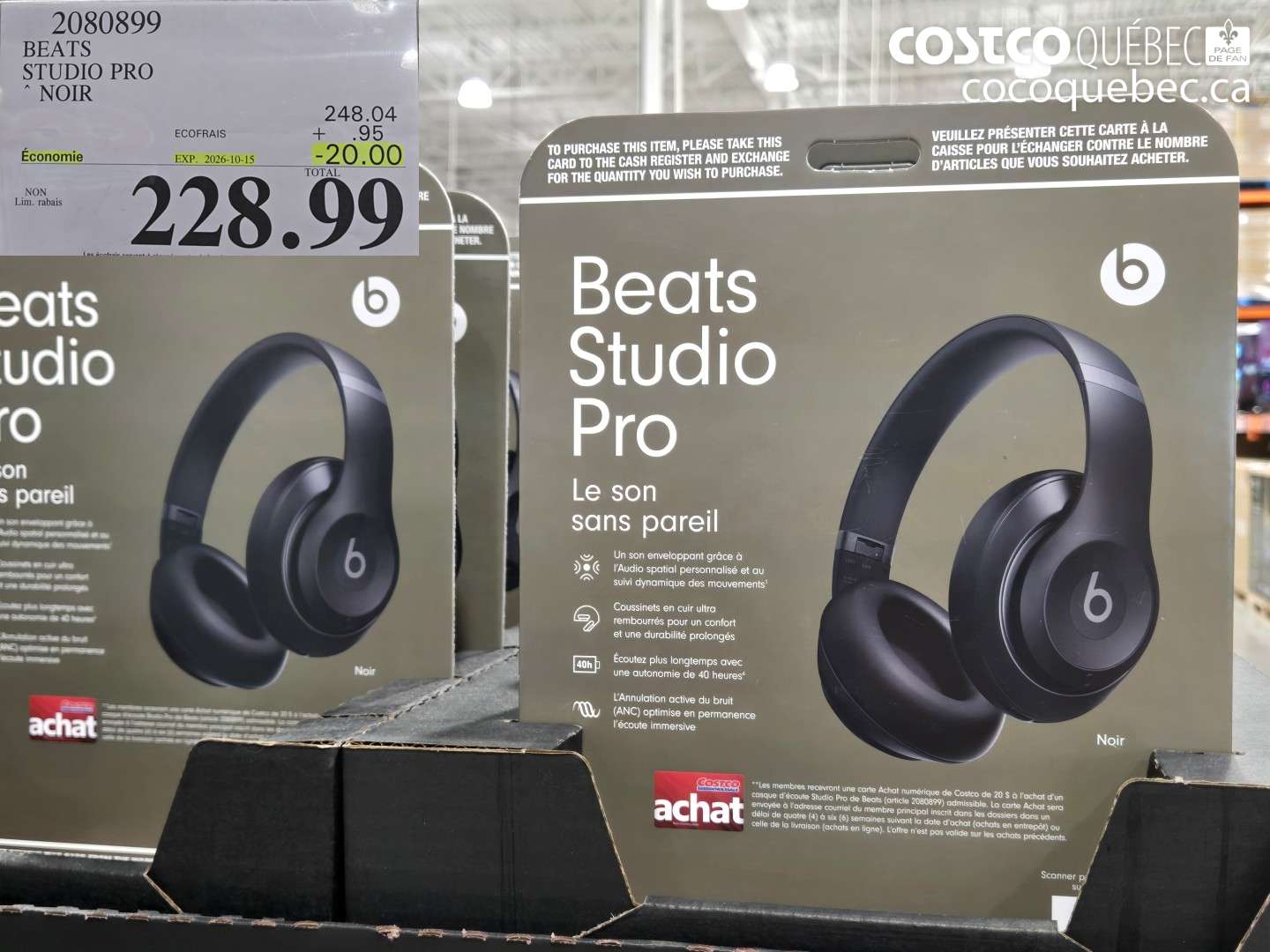 2080899 BEATS STUDIO PRO NOIR ($20.00 INSTANT SAVINGS EXPIRES ON 2026-10-15) $228.99