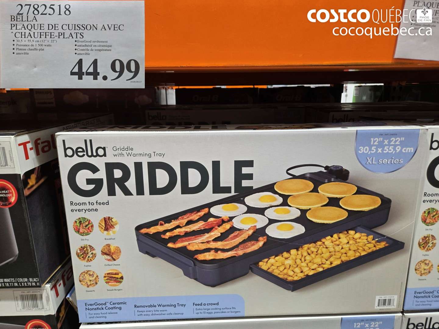 2782518 BELLA PLAQUE DE CUISSON AVEC CHAUFFE-PLATS $44.99