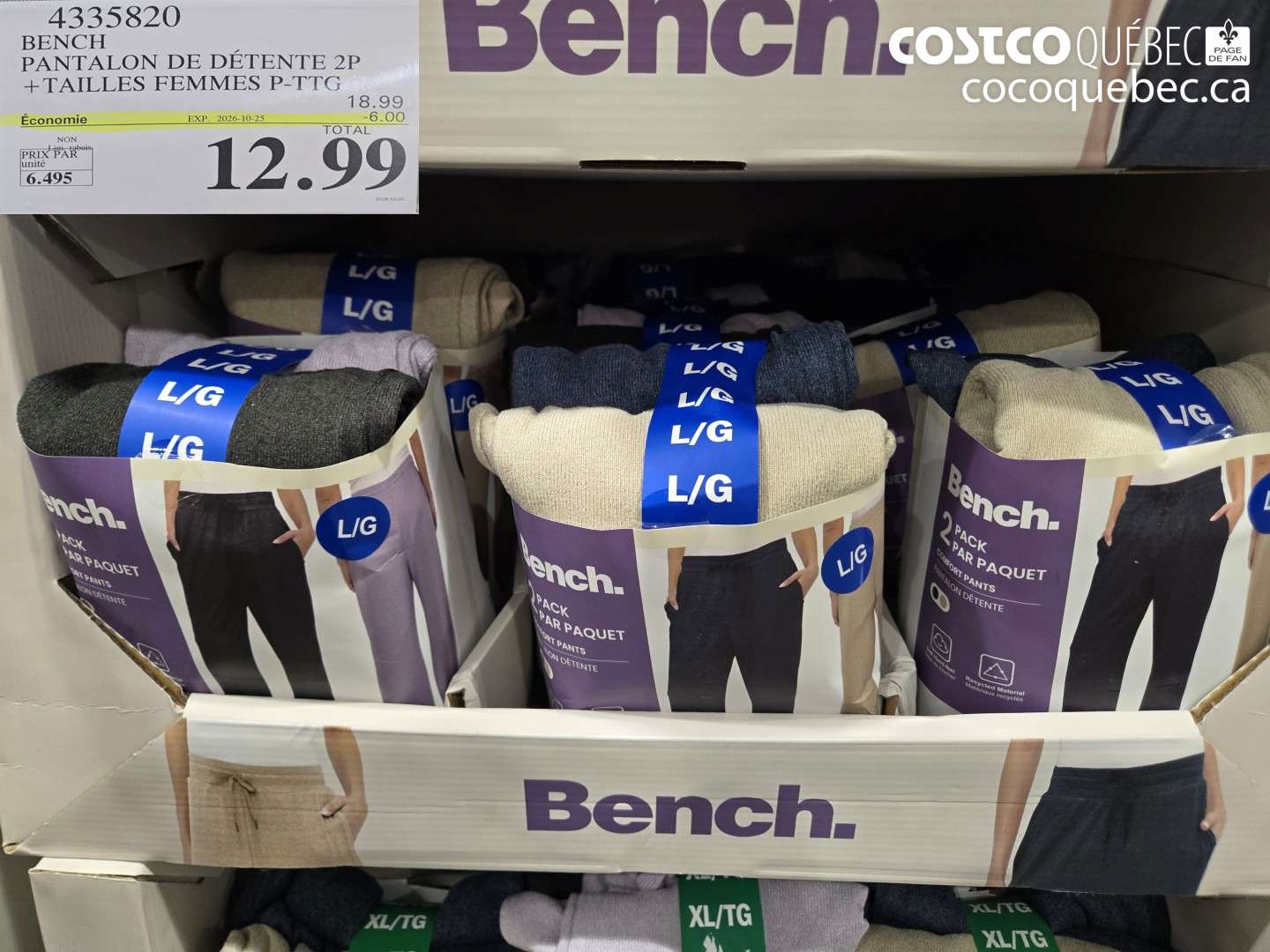 4335820 BENCH PANTALON DE DÉTENTE 2P ($6.00 INSTANT SAVINGS EXPIRES ON 2026-10-25) $12.99