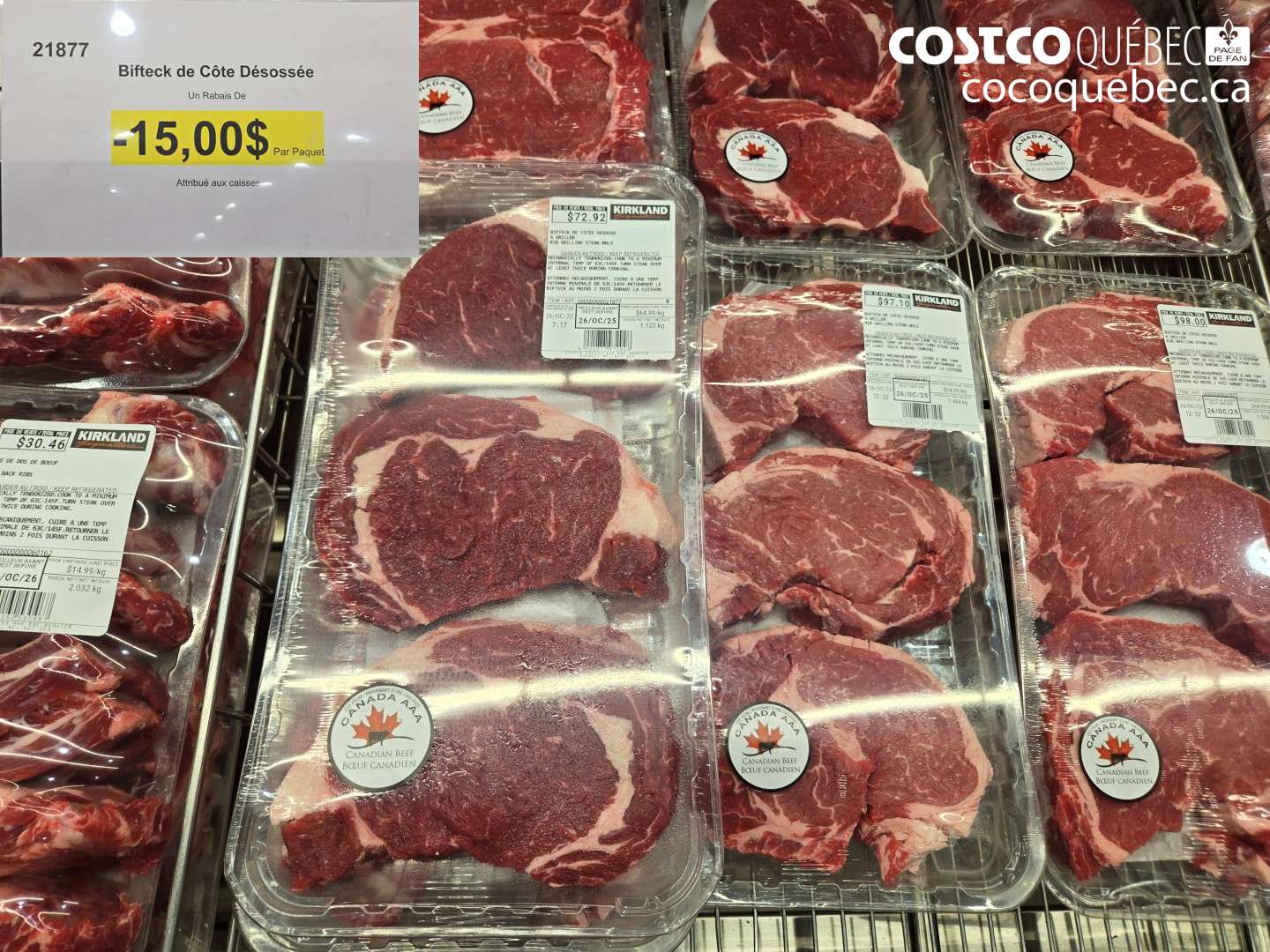 21877 BIFTECK DE CÔTE DÉSOSSÉE ($15.00 INSTANT SAVINGS)