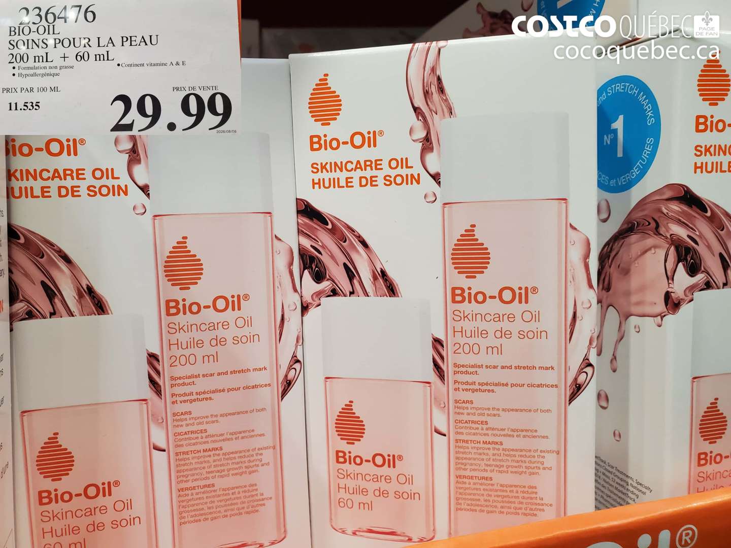 236476 BIO-OIL SOINS POUR LA PEAU 200 ML + 60 ML $29.99