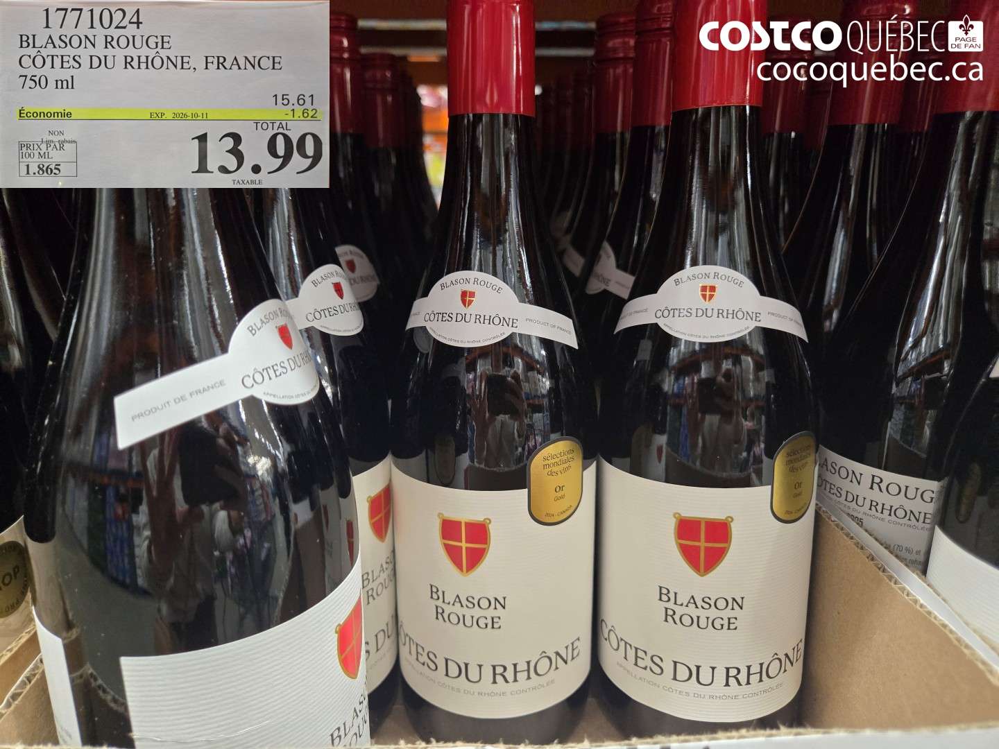 1771024 BLASON ROUGE CÔTES DU RHÔNE, FRANCE ($1.62 INSTANT SAVINGS EXPIRES ON 2026-10-11) $13.99