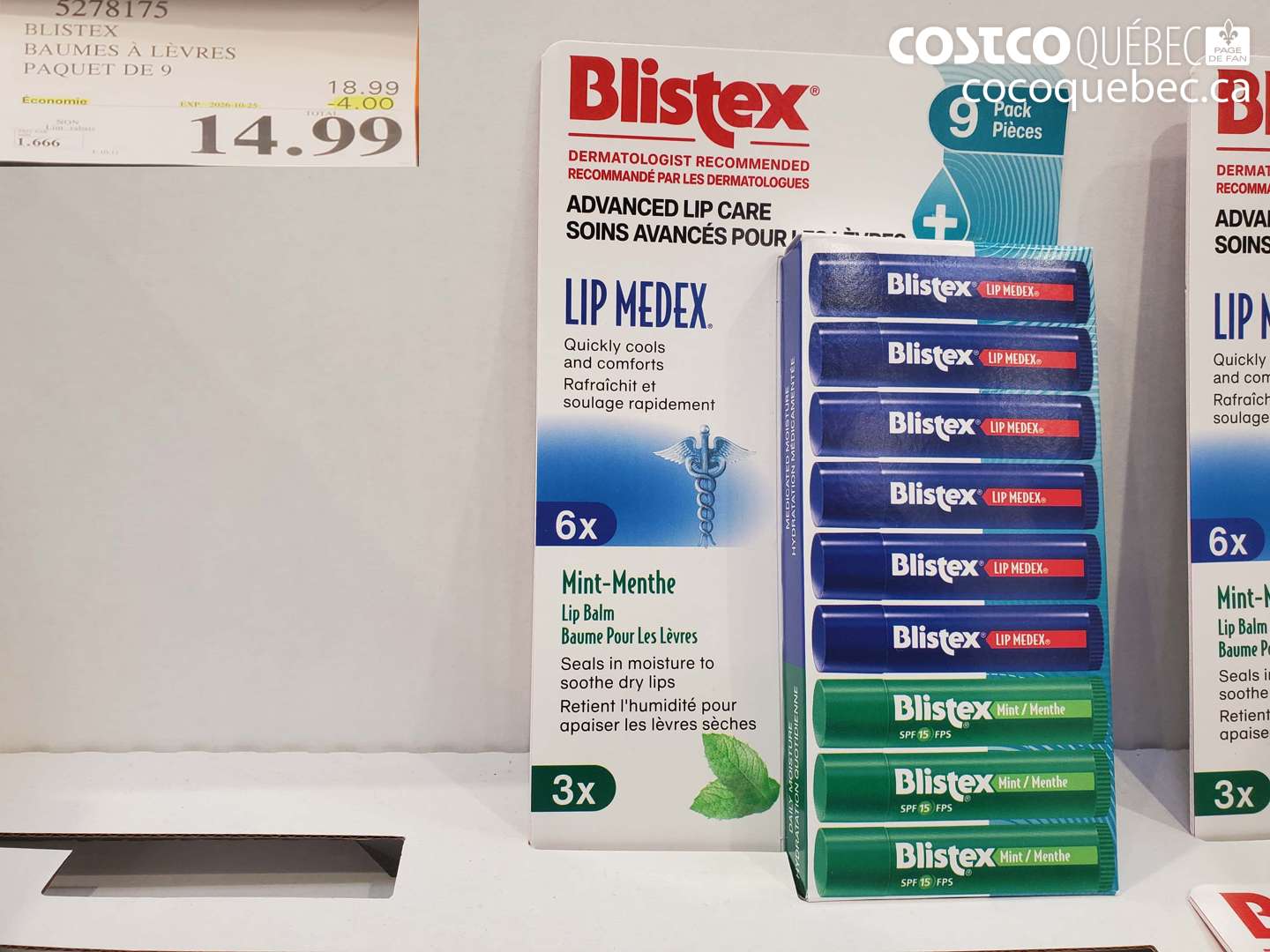 5278175 BLISTEX BAUMES À LÈVRES PAQUET DE 9 ($4.00 INSTANT SAVINGS EXPIRES ON 2026-10-25) $14.99