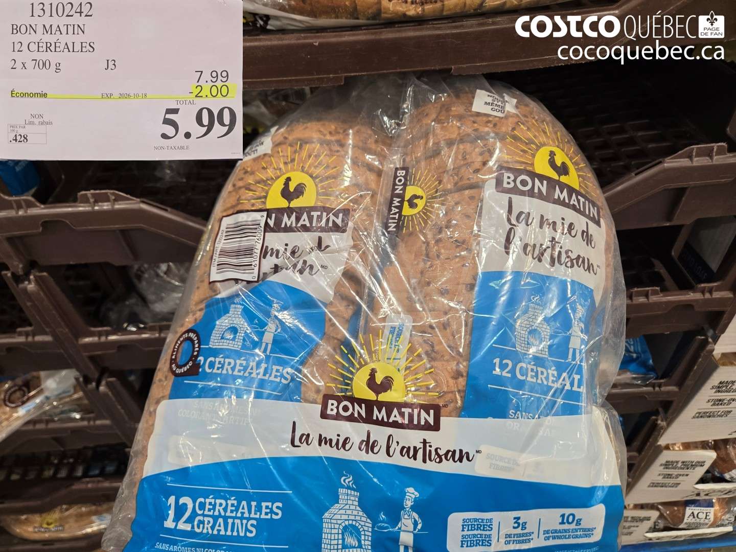 1310242 BON MATIN 12 CÉRÉALES ($2.00 INSTANT SAVINGS EXPIRES ON 2026-10-18) $5.99