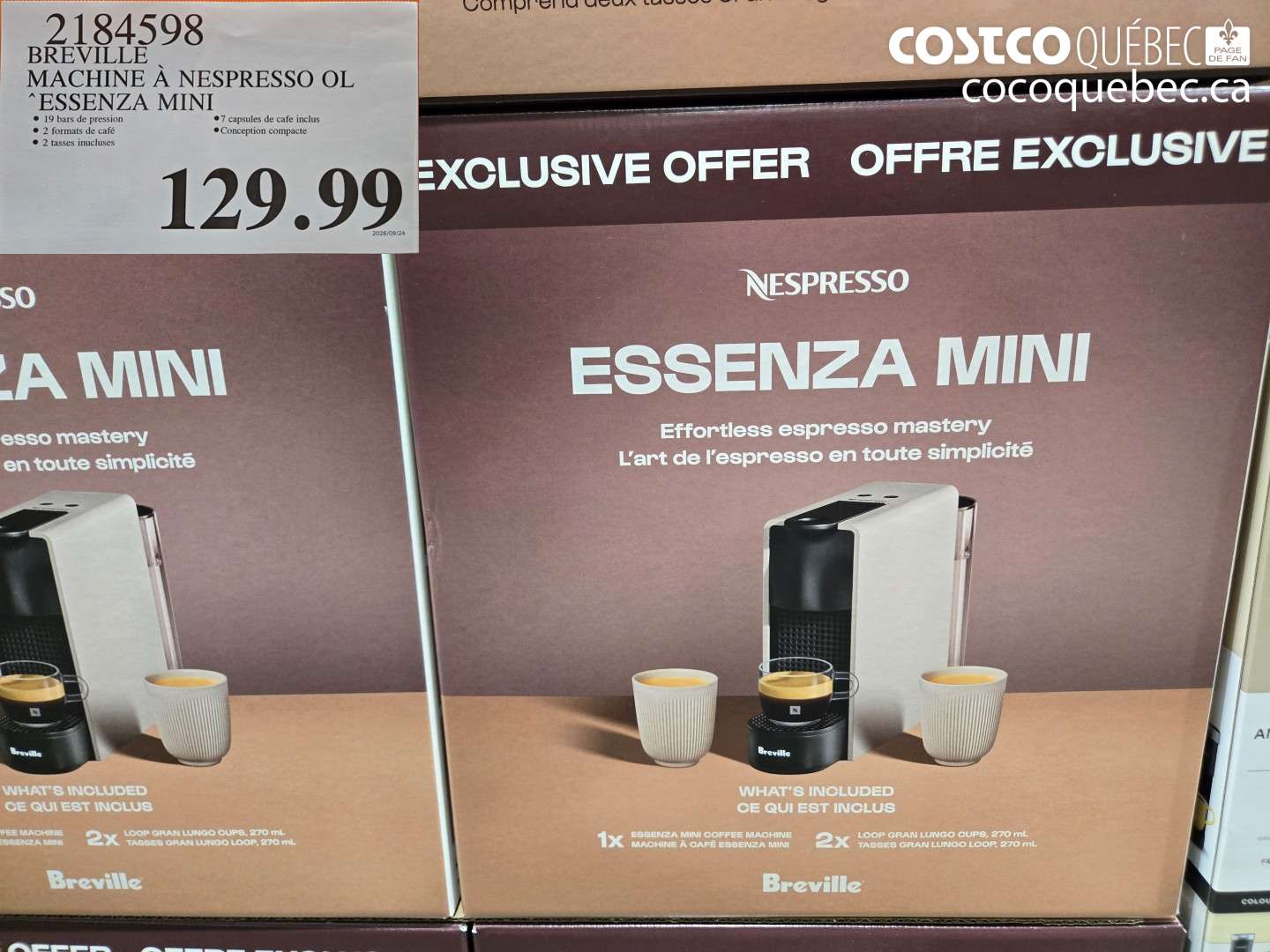 2184598 BREVILLE MACHINE À NESPRESSO OL ESSENZA MINI $129.99