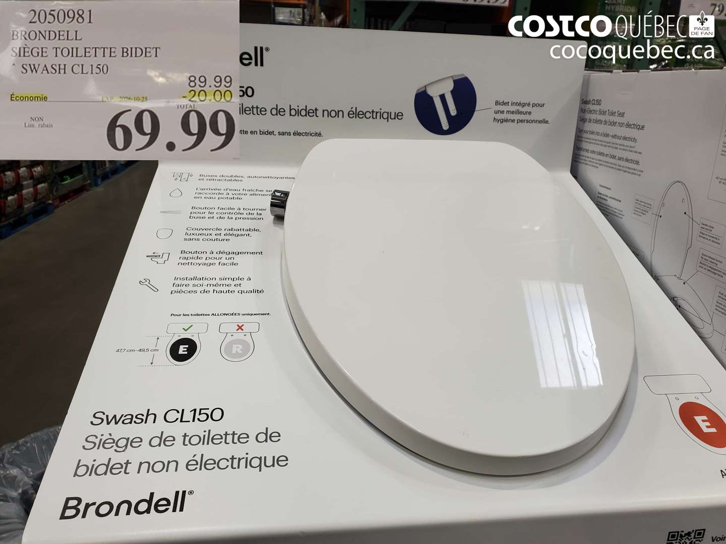 2050981 BRONDELL SIÈGE TOILETTE BIDET ($20.00 INSTANT SAVINGS EXPIRES ON 2026-10-25) $69.99