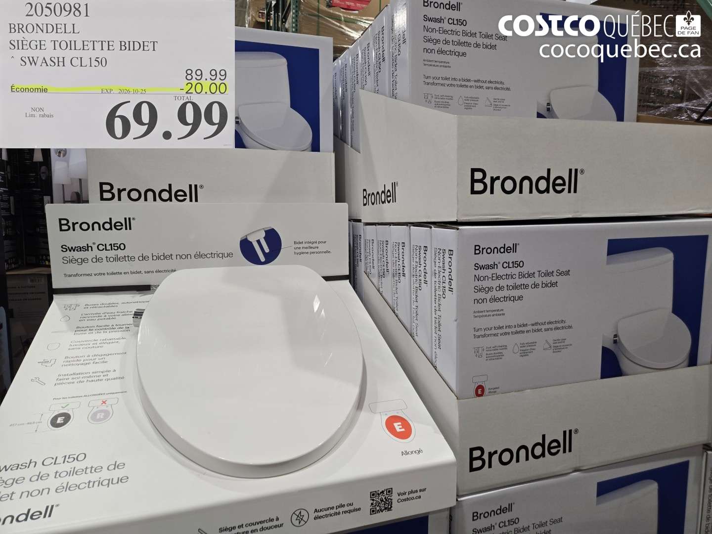 2050981 BRONDELL SIÈGE TOILETTE BIDET ($20.00 INSTANT SAVINGS EXPIRES ON 2026-10-25) $69.99
