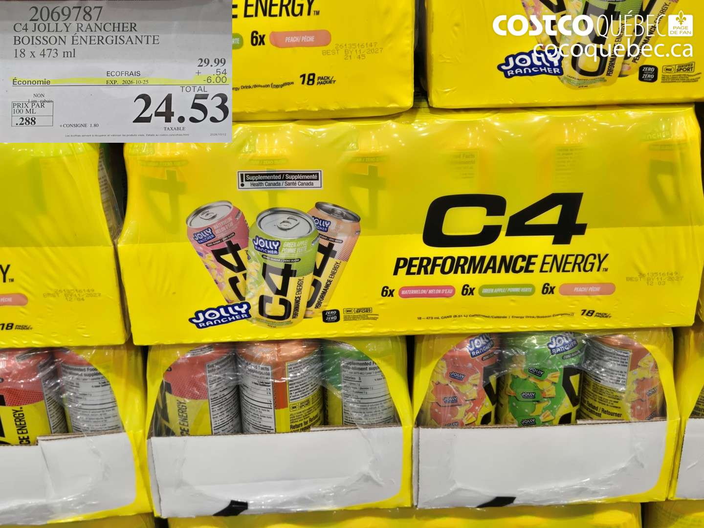 2069787 C4 JOLLY RANCHER BOISSON ÉNERGISANTE ($6.00 INSTANT SAVINGS EXPIRES ON 2026-10-25) $24.53