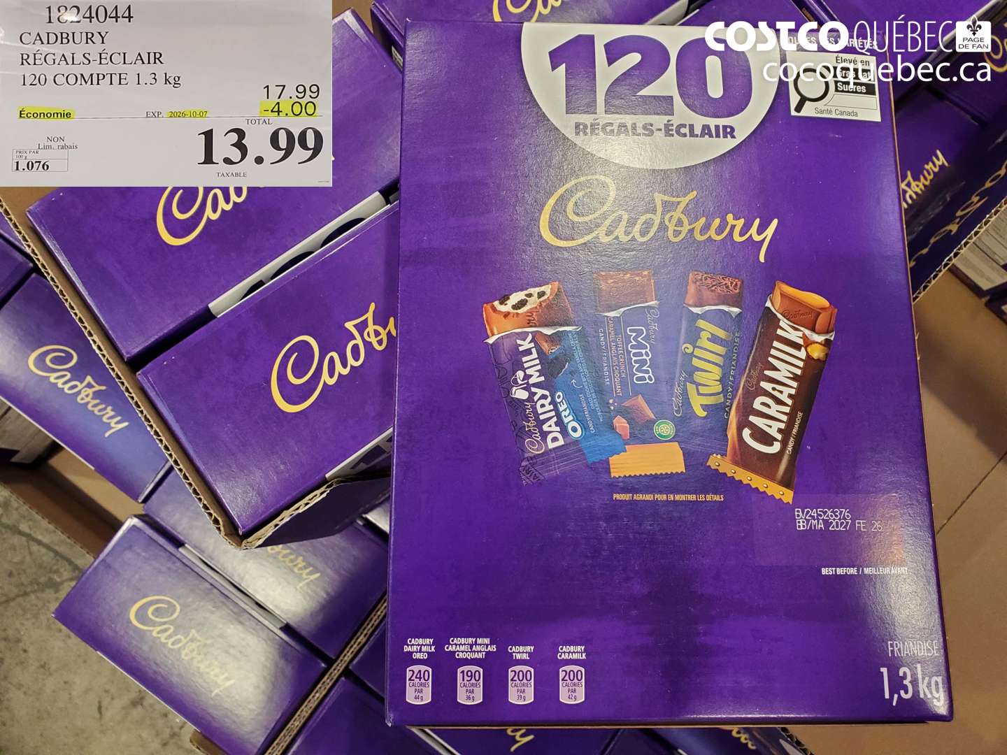 1824044 CADBURY RÉGALS-ÉCLAIR 120 COMPTE 1.3 KG ($4.00 INSTANT SAVINGS EXPIRES ON 2026-10-07) $13.99