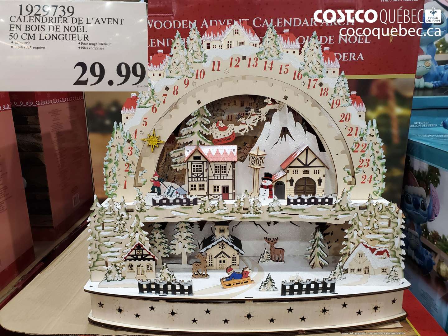 1929739 CALENDRIER DE L'AVENT EN BOIS DE NOËL 50 CM LONGUEUR $29.99