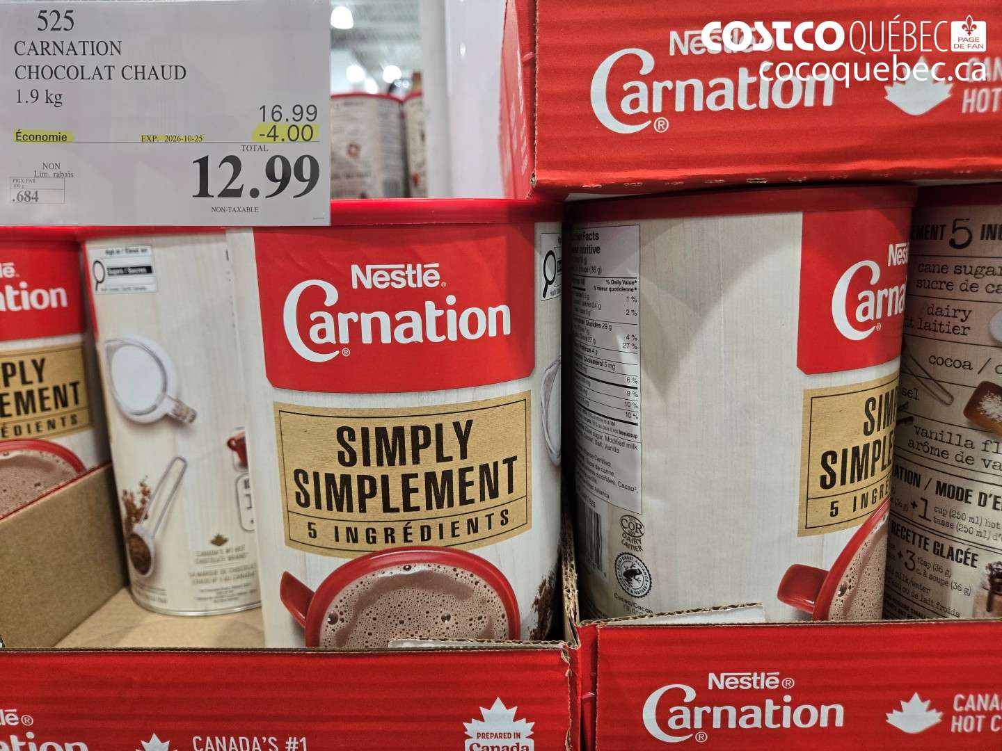 525 CARNATION CHOCOLAT CHAUD ($4.00 INSTANT SAVINGS EXPIRES ON 2026-10-25) $12.99