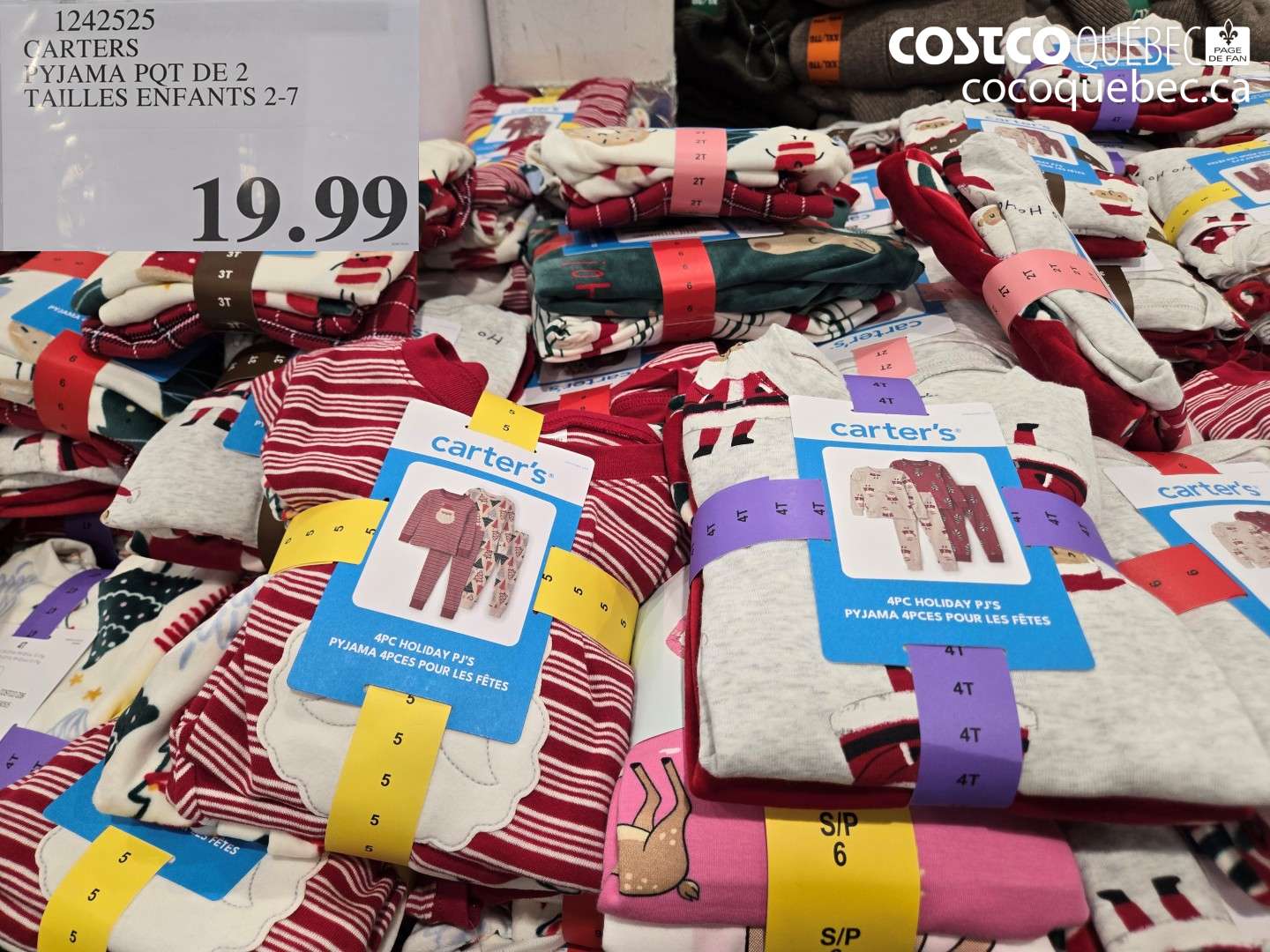 1242525 CARTERS PYJAMA PQT DE 2 TAILLES ENFANTS 2-7 $19.99