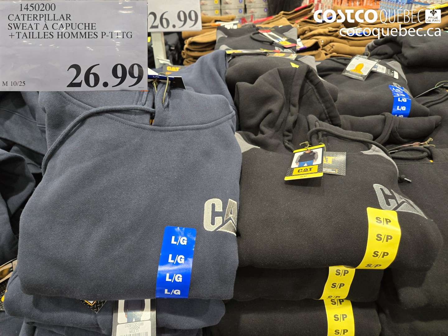 1450200 CATERPILLAR SWEAT À CAPUCHE + TAILLES HOMMES P-TTTG $26.99