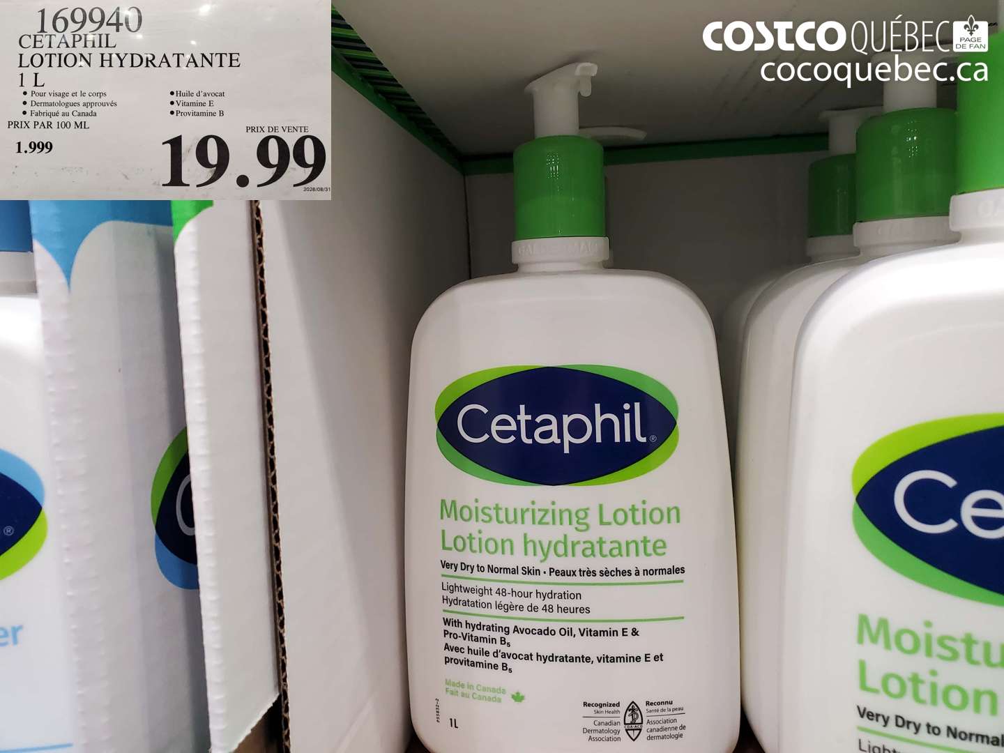 169940 CETAPHIL LOTION HYDRATANTE 1 L $19.99