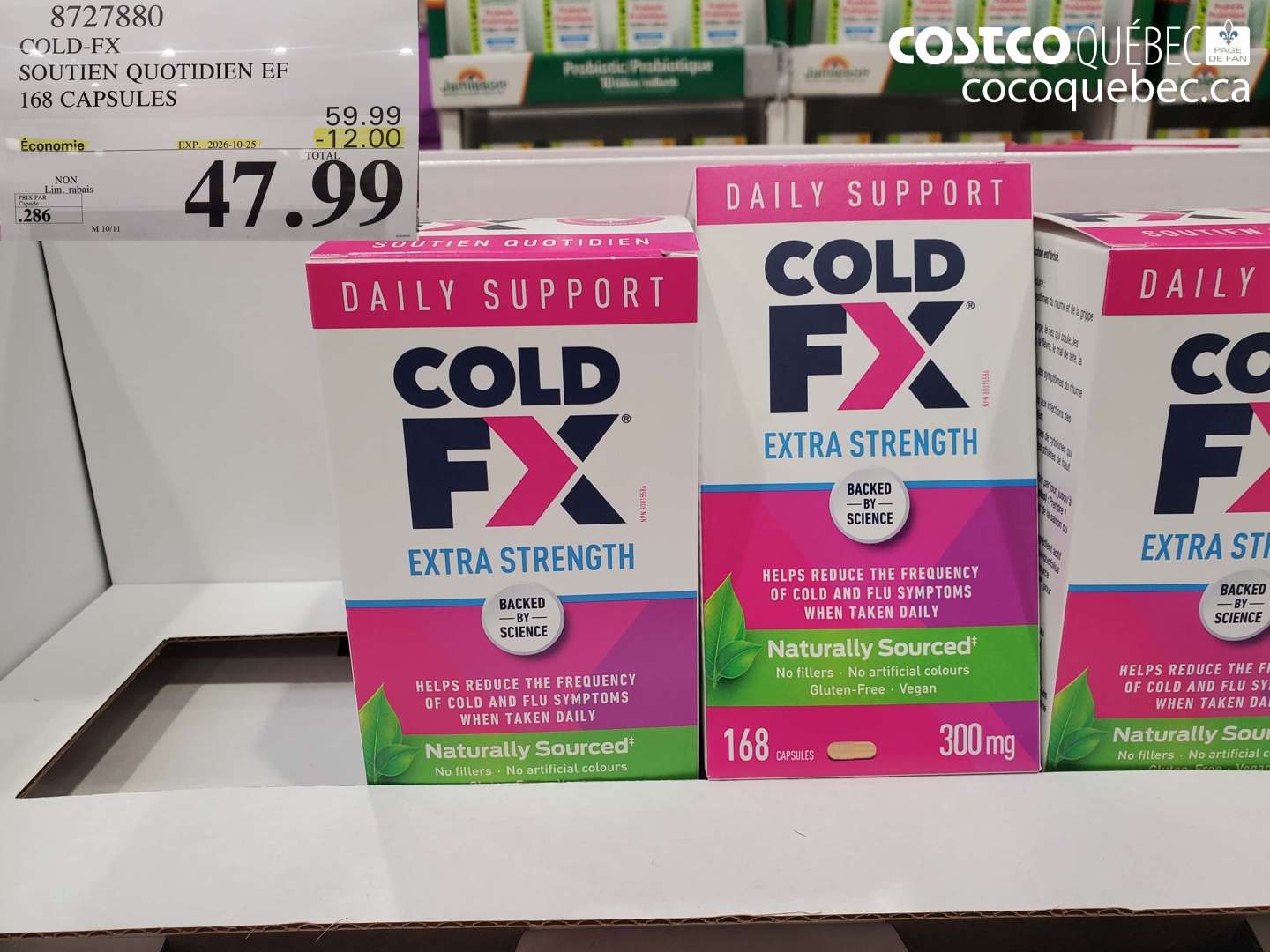 8727880 COLD-FX SOUTIEN QUOTIDIEN EF 168 CAPSULES ($12.00 INSTANT SAVINGS EXPIRES ON 2026-10-25) $47.99