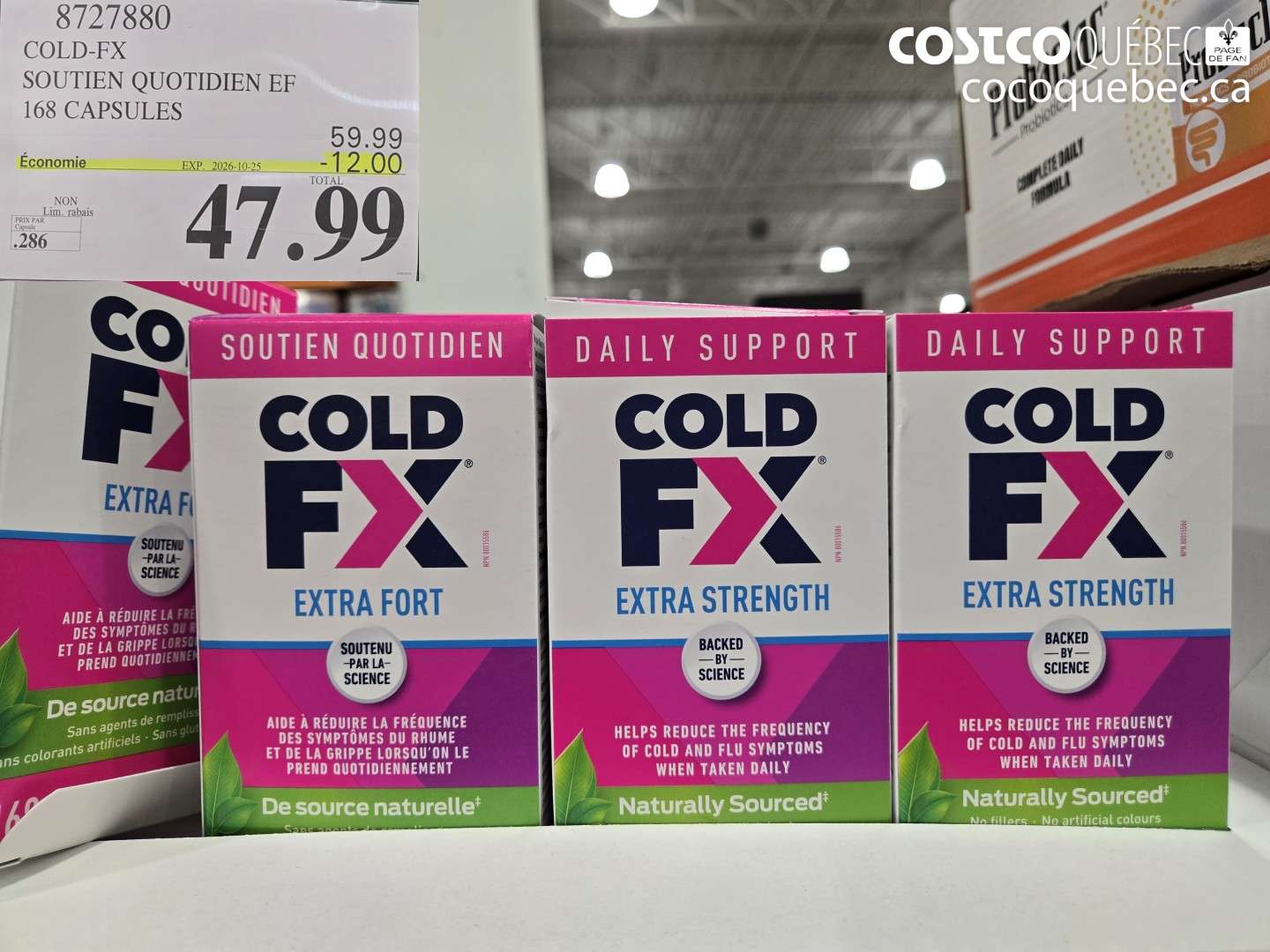 8727880 COLD-FX SOUTIEN QUOTIDIEN EF 168 CAPSULES ($12.00 INSTANT SAVINGS EXPIRES ON 2026-10-25) $47.99