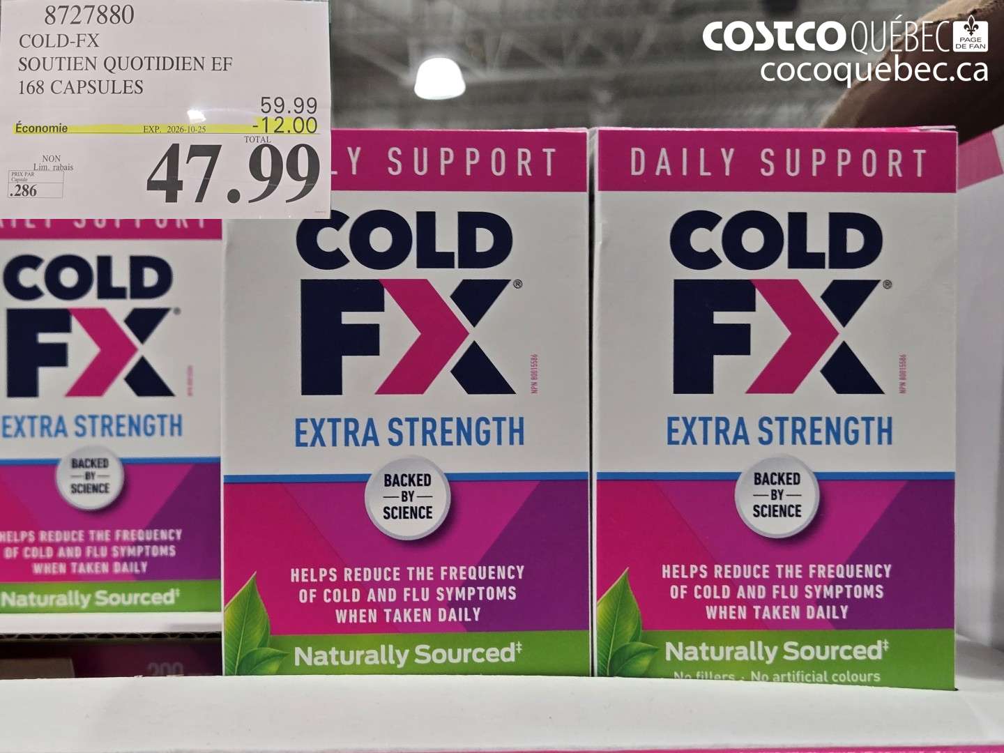 8727880 COLD-FX SOUTIEN QUOTIDIEN EF 168 CAPSULES ($12.00 INSTANT SAVINGS EXPIRES ON 2026-10-25) $47.99