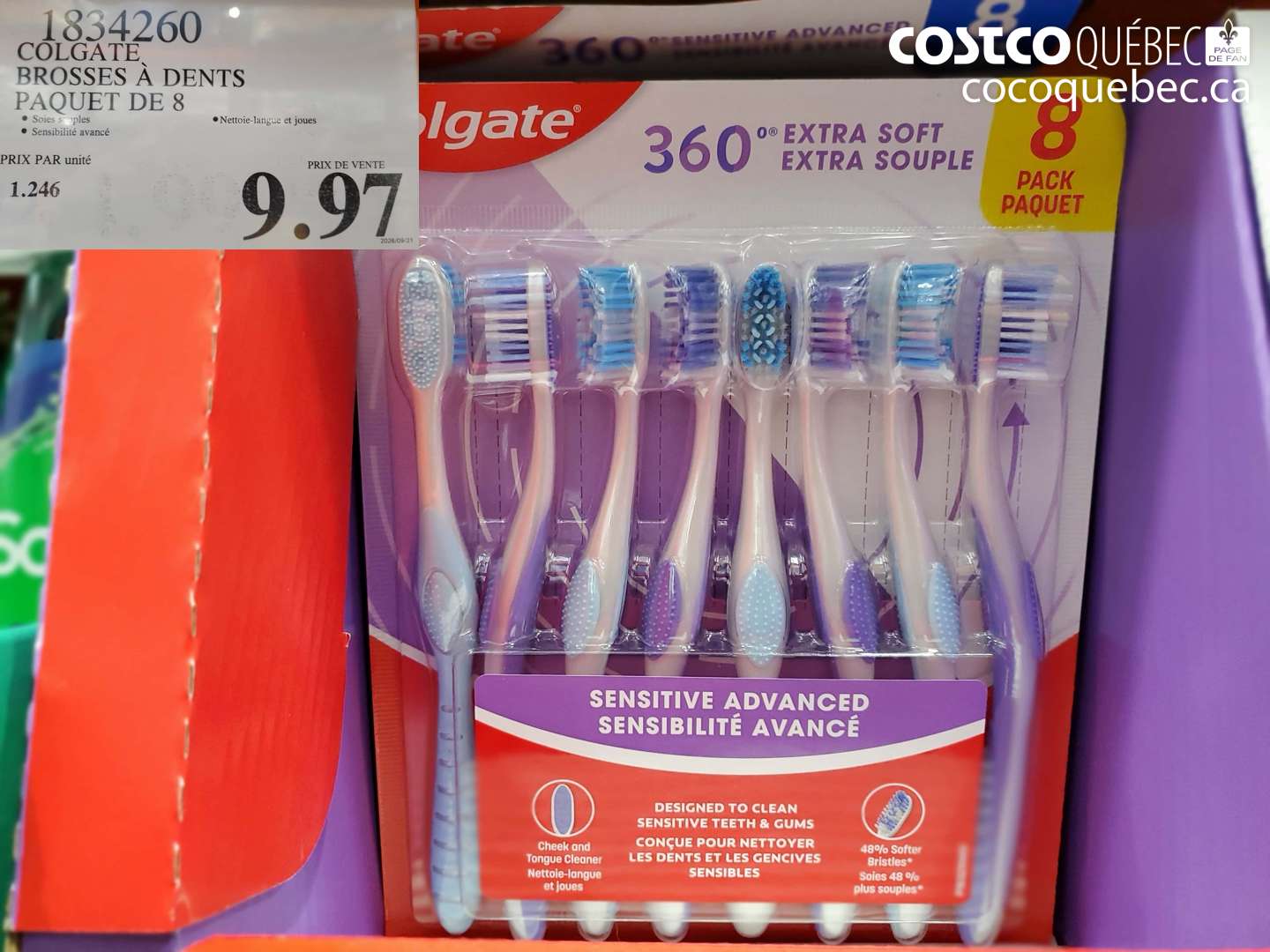 1834260 COLGATE BROSSES À DENTS PAQUET DE 8 $9.97