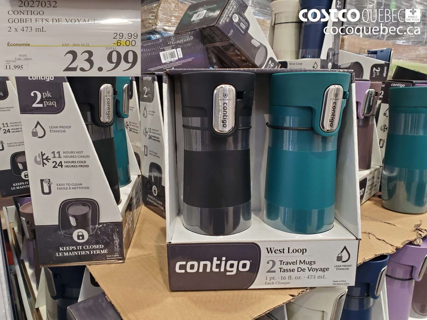 2027032 CONTIGO GOBELETS DE VOYAGE ($6.00 INSTANT SAVINGS EXPIRES ON 2026-10-25) $23.99