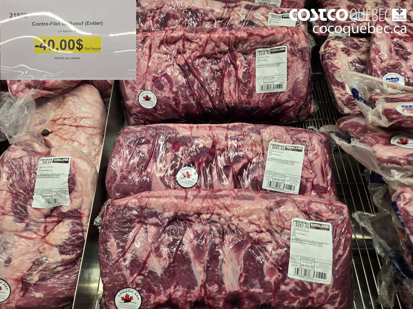 21828 CONTRE-FILET DE BOEUF (ENTIER) ($40.00 INSTANT SAVINGS)