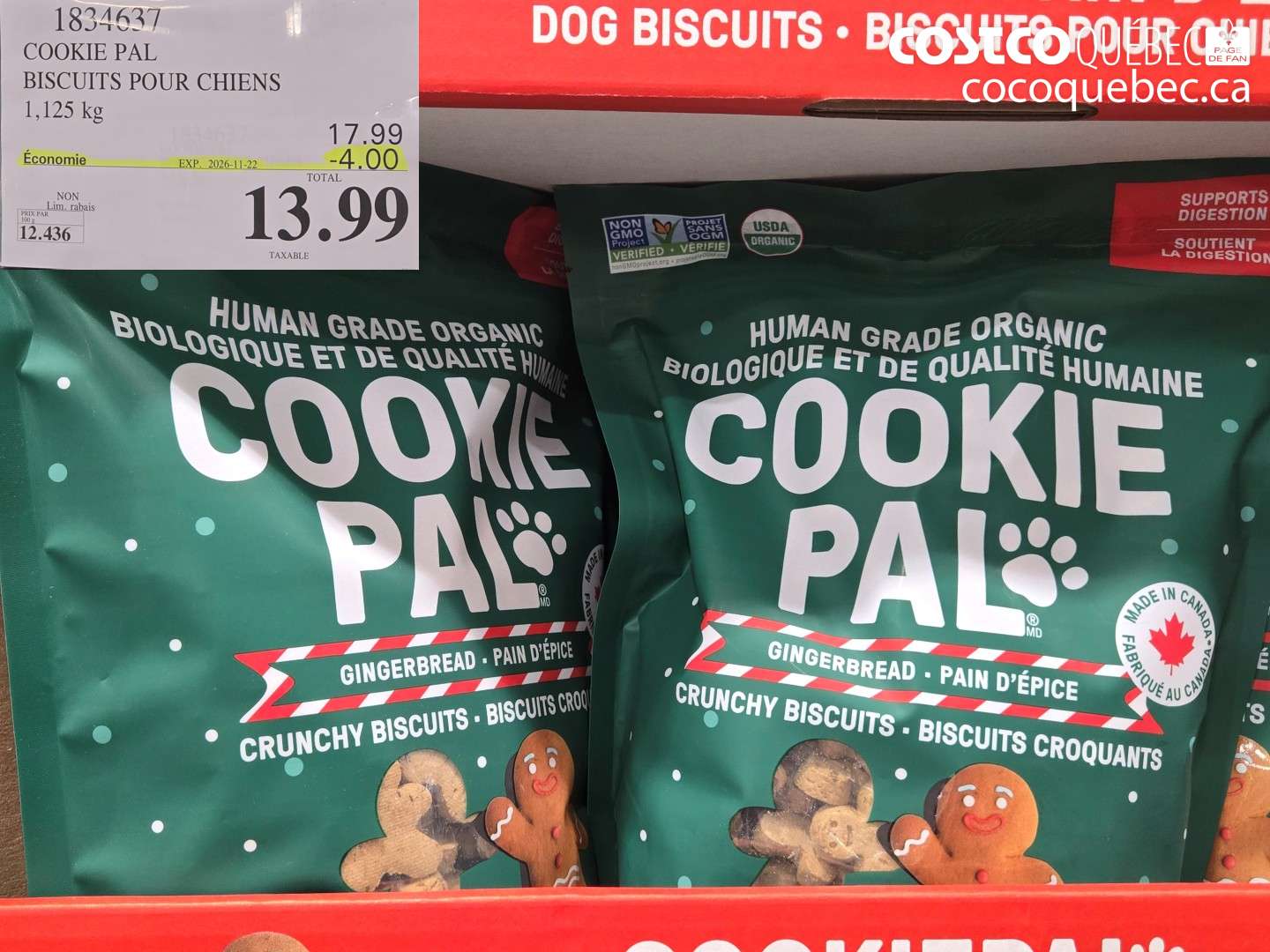1834637 COOKIE PAL BISCUITS POUR CHIENS ($4.00 INSTANT SAVINGS EXPIRES ON 2026-11-22) $13.99